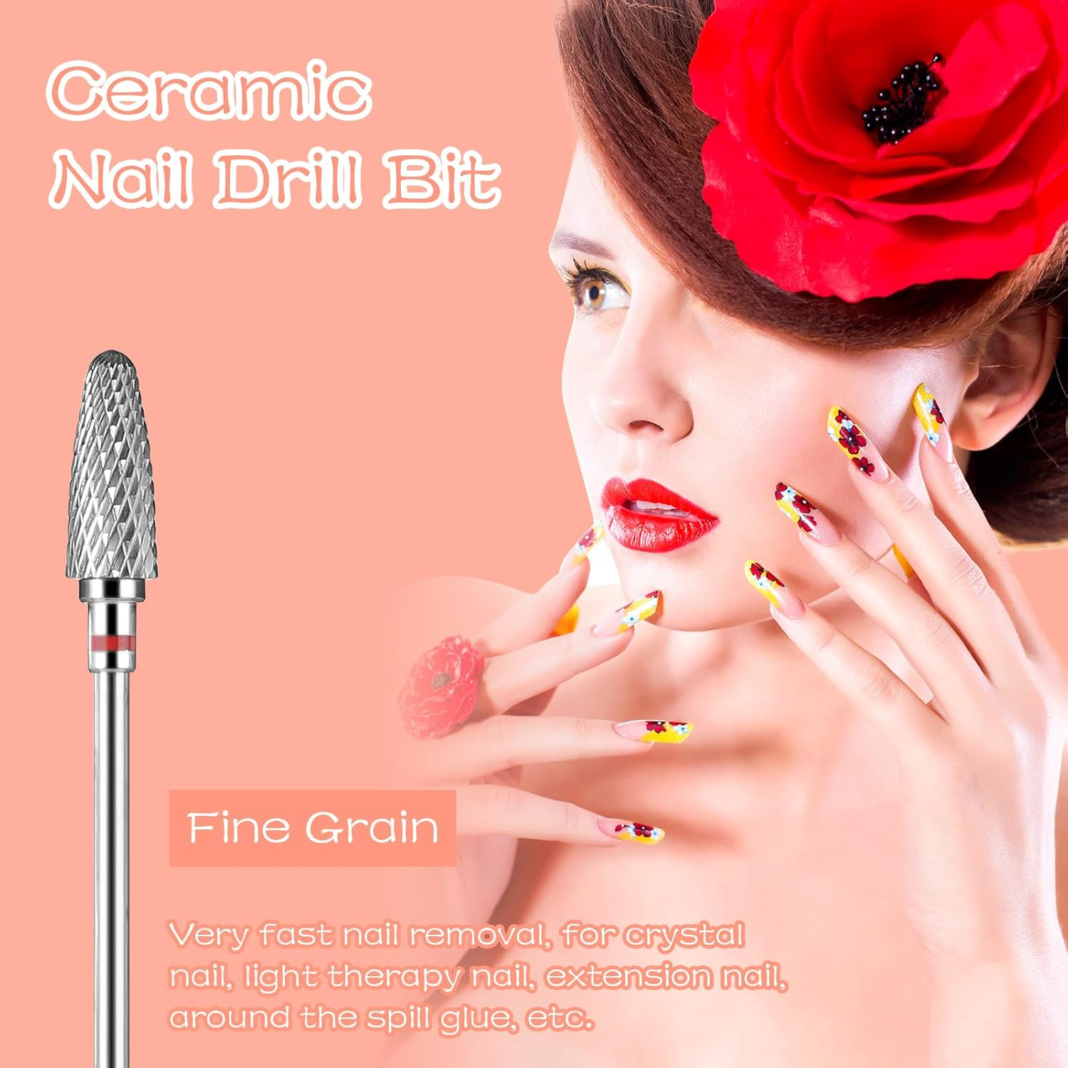 Nail Drill Bits Tech for Nails Set 2 PCS Tips Cuticle Mandrel Professional Flame File Mini Sanding Cord Accessories Gel Remover Professional Nail Drill Bits Set Carbide Ceramic for Tech Gel Remover image number 6