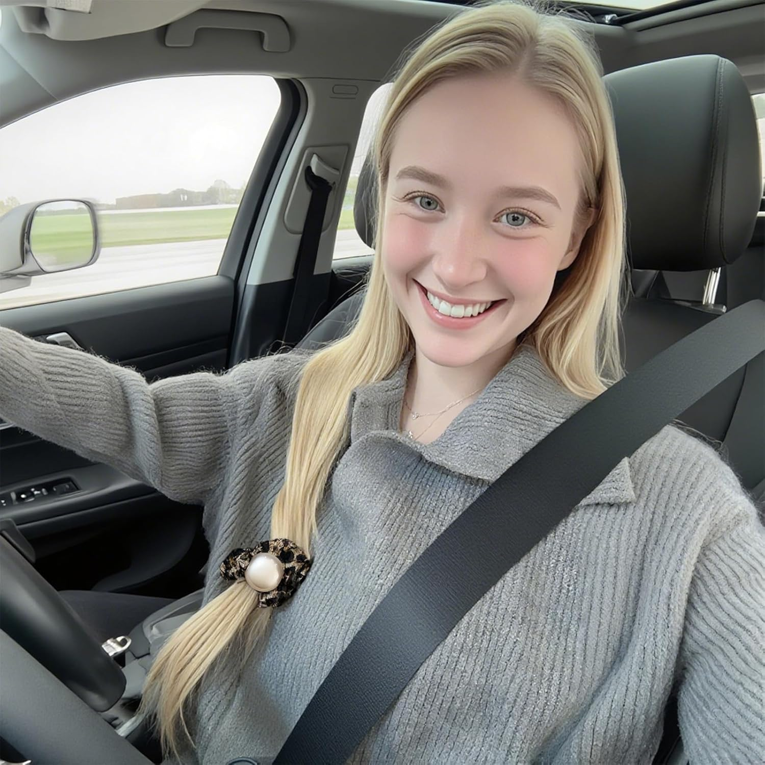 PUSCOBSY Leo Hair Scrunchies for Women, Beads Elastic Fabric Scrunchie Hair Bobbles, Small Hair Friendly Scrunchies for Thin and Thick Hair, Pack of 4 Black Brown Leopard Print image number 5