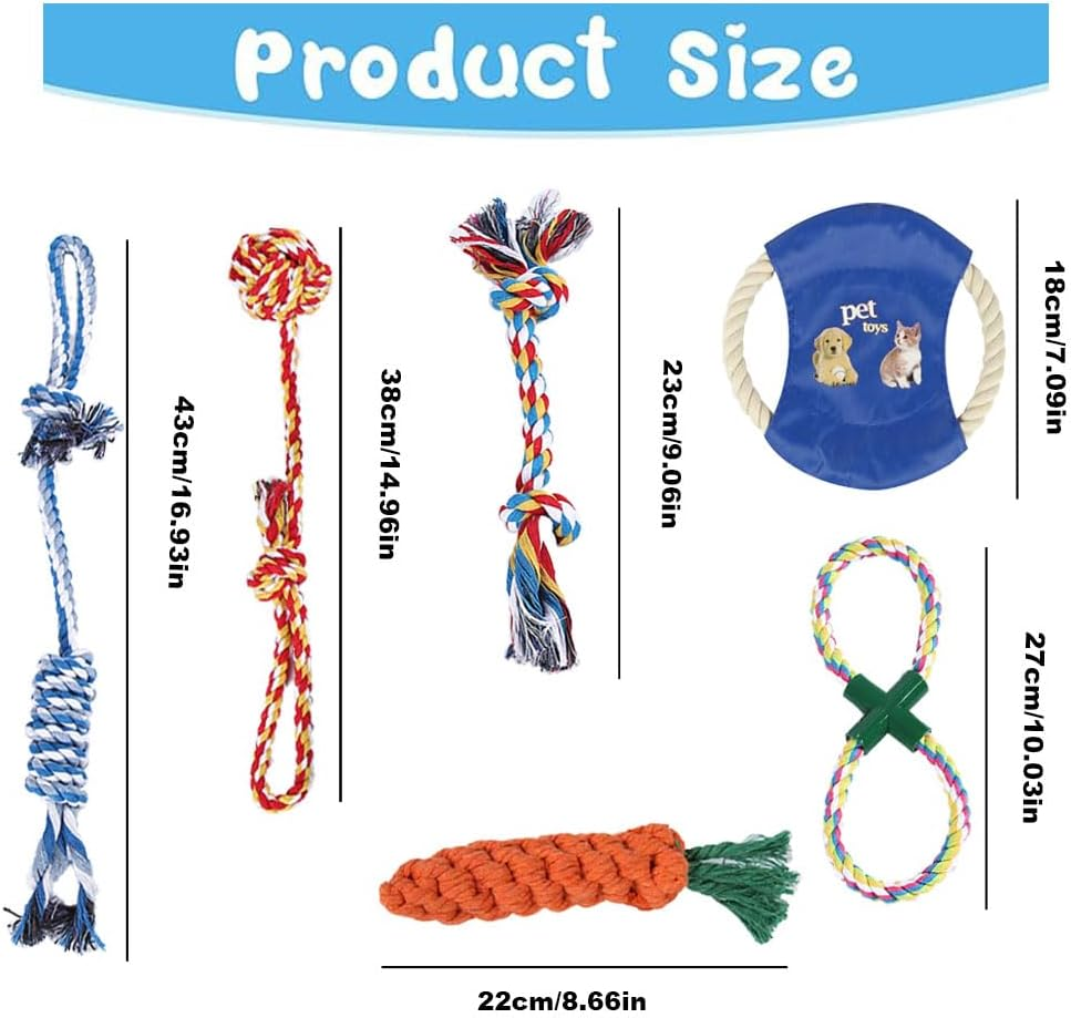 Dog Rope Toys for Small Dogs Aggressive Chewers, 100% Natural Cotton, 6 Pack for Fun and Teeth Cleaning Chew Tug of War Interactive Training Rope Toys for Puppy to Small Dogs image number 3