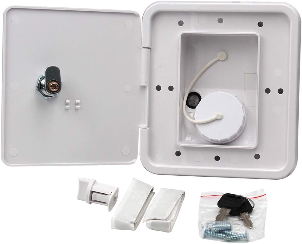 Blesiya White Gravity Plastic City Water Tank Inlet Hatch Camper Trailer RV Lock Door #1 image number 1