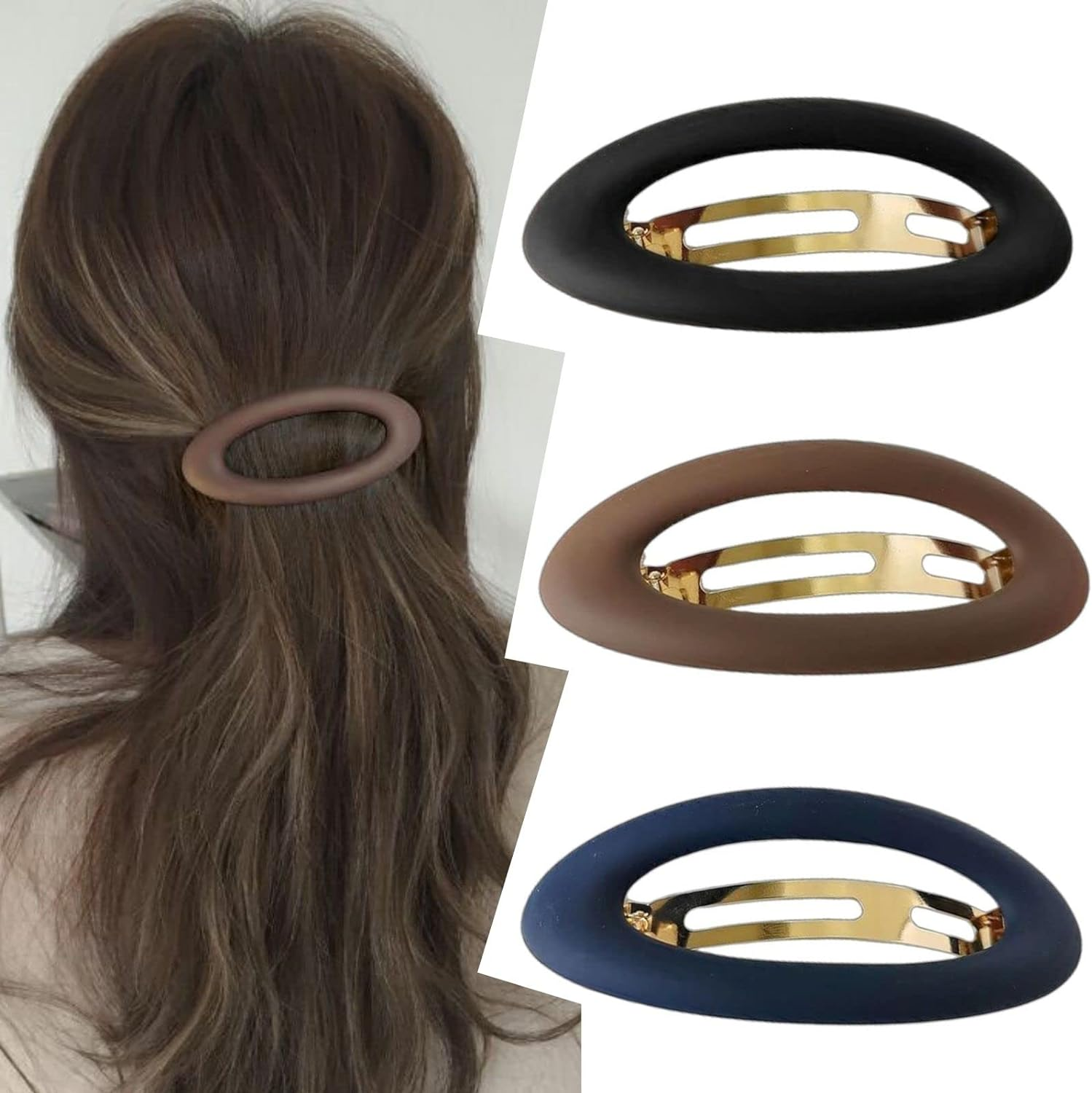 Large Hair Clips for Women Matte Ellipse for Thin Hair French Hair Clip Cute Hair Styling Clips Non-Slip Strong Hold Vintage Hair Accessories Gifts for Women Girls