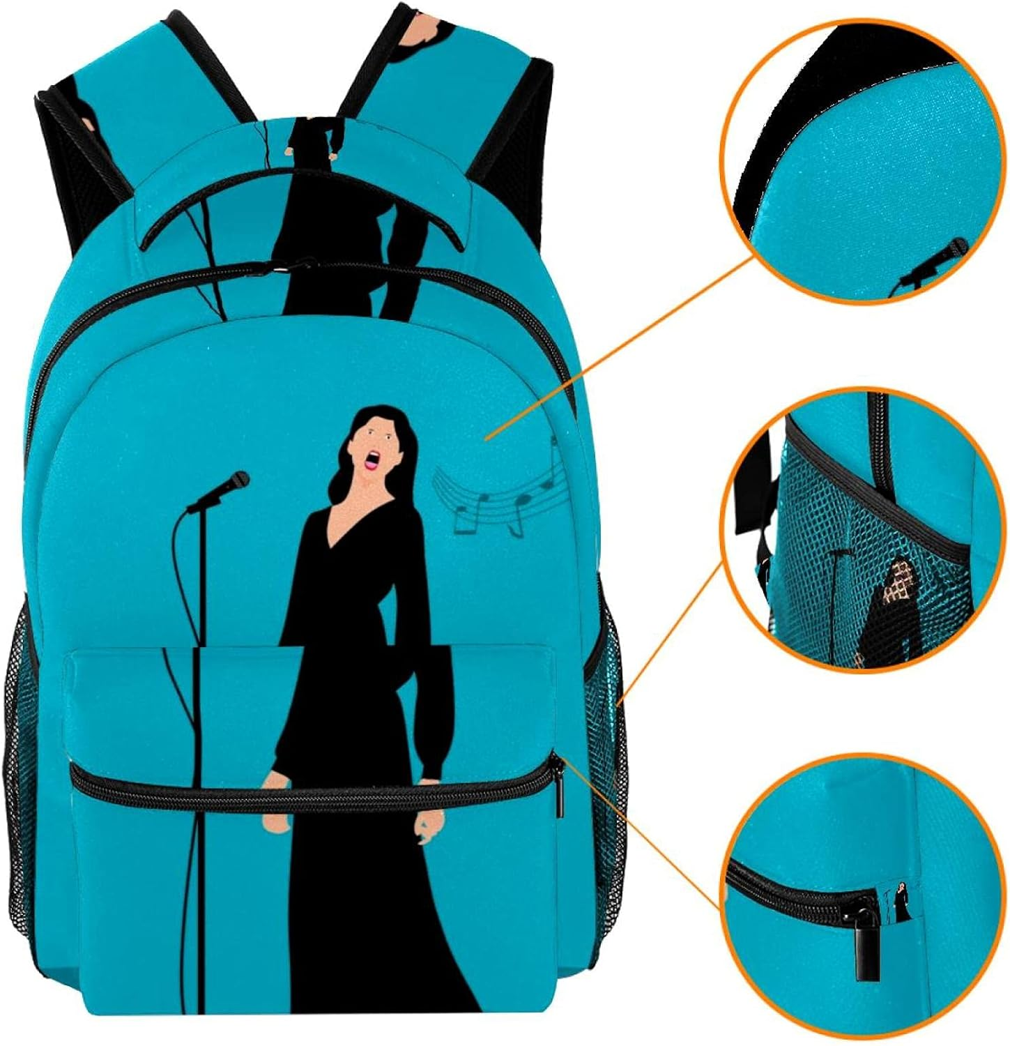 Singer Girl Performance Backpack Students Shoulder Bags Travel Bag College School Tote Backpacks image number 4