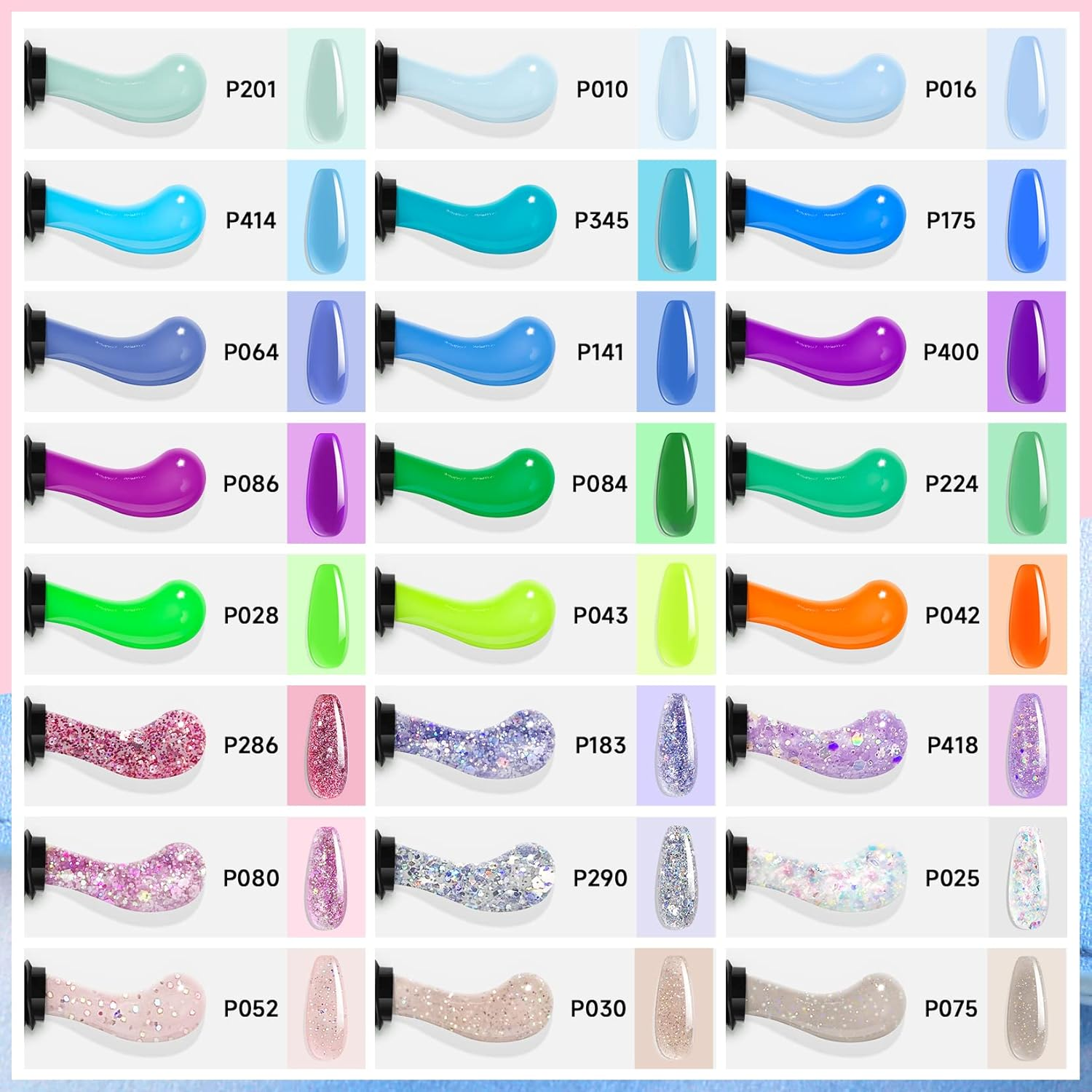 Morovan Poly Gel Nail Colors: 48 Color Poly Eextension Gel Nail Kit with Pure and Glitter Poly Nail Gel for All Season Poly Gel Nail Trendy Nail Art Design image number 4