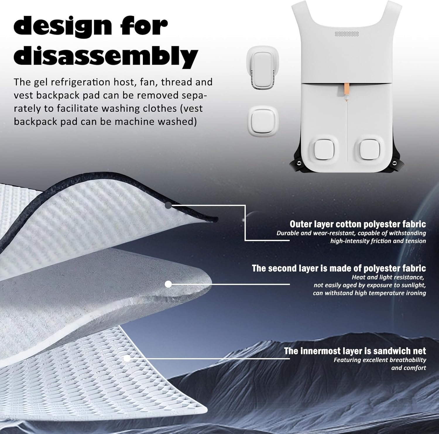 WJSHIPFOR Air-Conditioned Cooling Vest,Cool Vest,Air Conditioned Jacket,Condensing Gel and Semiconductor Refrigeration,Cooling Devices for Hot Weather, Out Work/Travel/Outdoor/Sport(No Power Bank) image number 1