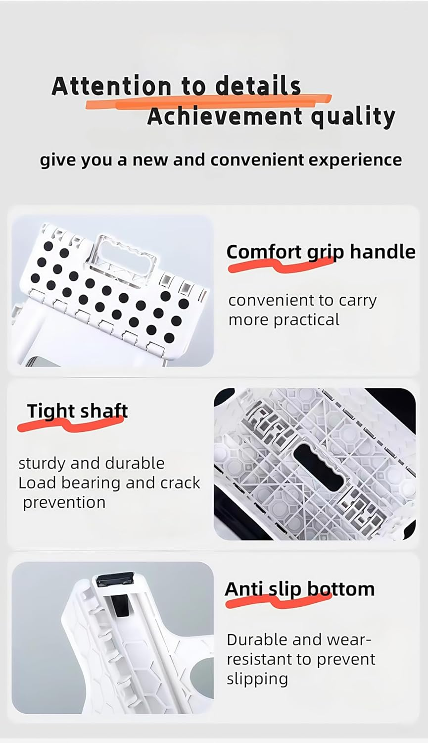 Folding Step Stool for Kids & Adults - Heavy Duty 150Kg Step Stool, 28Cm Tall Non-Slip Step Stool, Compact for Kitchen/Bathroom - Pink (LEHEGONGBA) image number 2