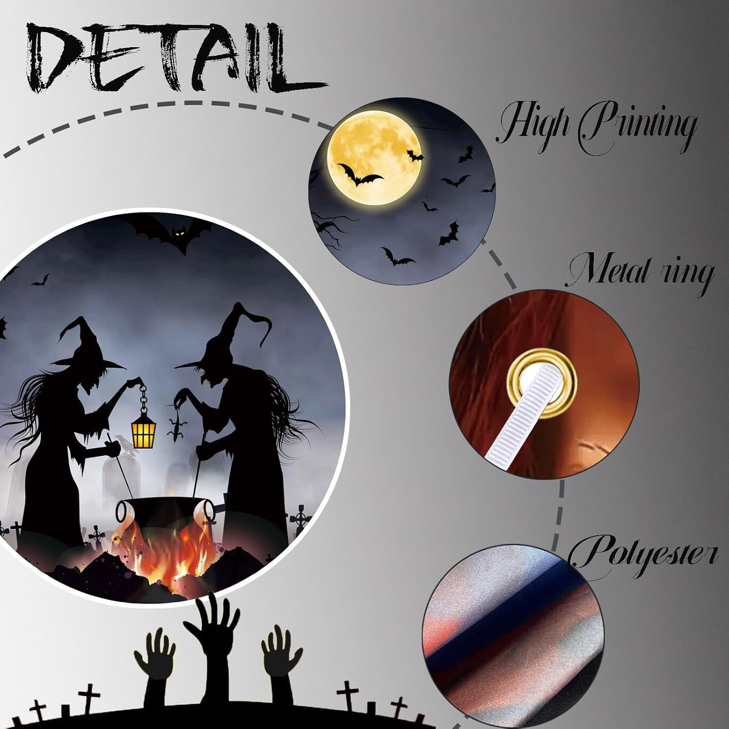 Kovewon Halloween Garage Door Decorations Cover 7 X 16 Ft Halloween Garage Door Banner Halloween Backdrop Background for Photo Party Halloween Wall Decorations Indoor Outdoor image number 4