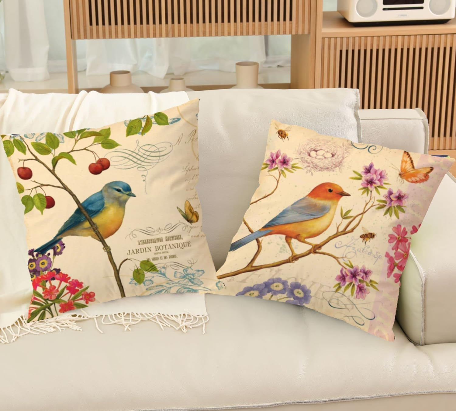 Easter Spring Throw Pillow Covers, Rabbit Egg Bunny Throw Cushion Cover Pillowcase with Hidden Zipper Sturdy for Home Car Sofa Decor 18 X 18 Inches Set of 4, Cotton Linen, Red Geometric, 45*45CM/18*18 Inch