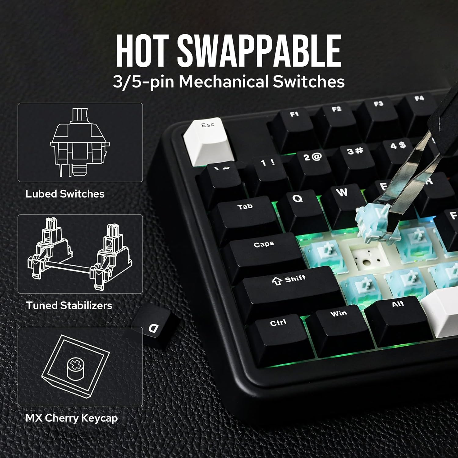 EPOMAKER TH99 Tri-Mode Wireless Mechanical Keyboard, Hot Swappable Custom Keyboard, RGB Gaming Keyboard with Numpad, Gasket Creamy Keyboard for Pc/Mac/Office/Gaming (Black)