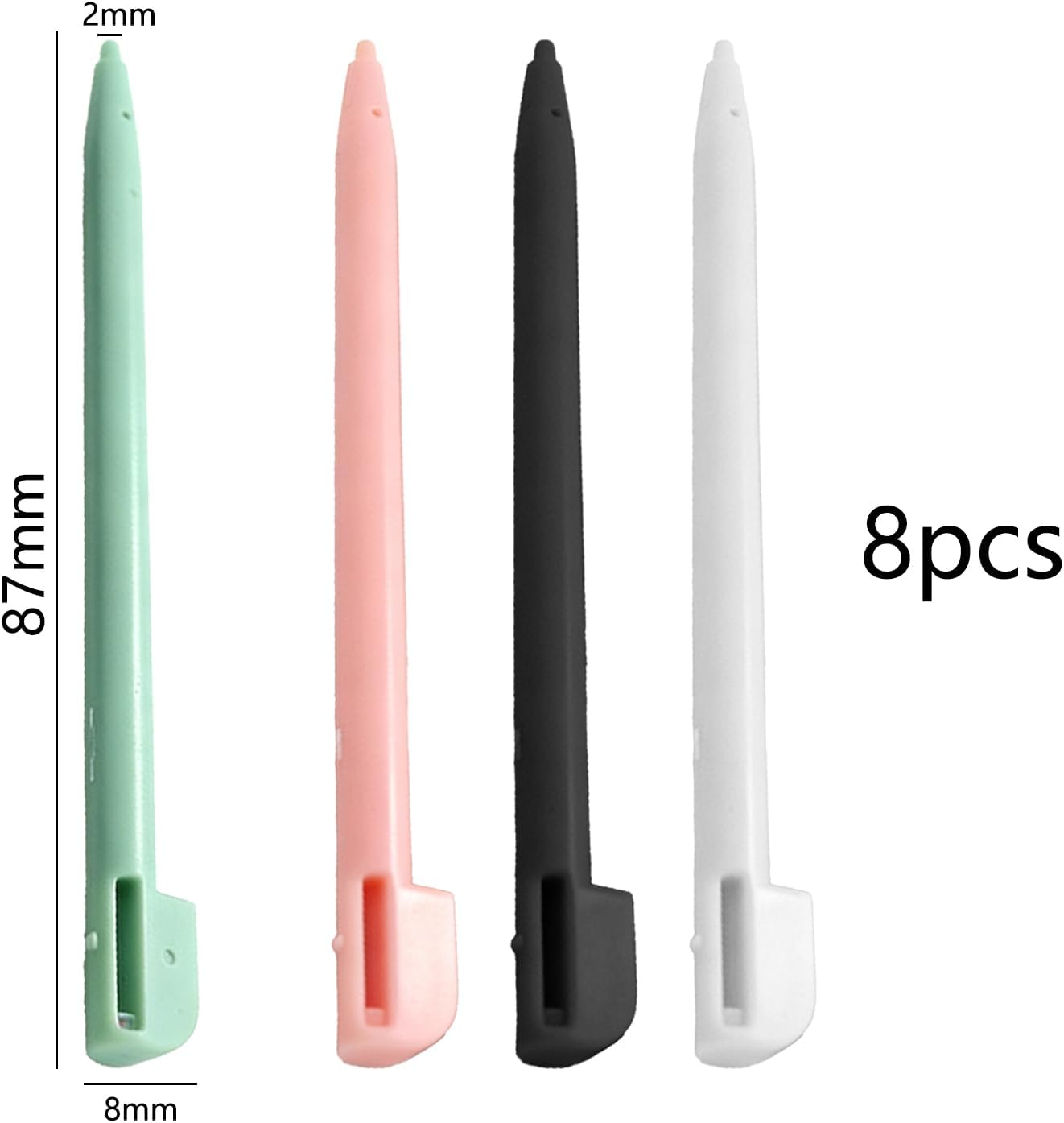 JANGJANG 8Pcs Touch Screen Stylus Pens for NDS, 5Mm Diameter Precision Tips, Compatible with Nintendo DS 3DS NDSL Consoles, 4 Colors in Pink, Blue, Black and White image number 3