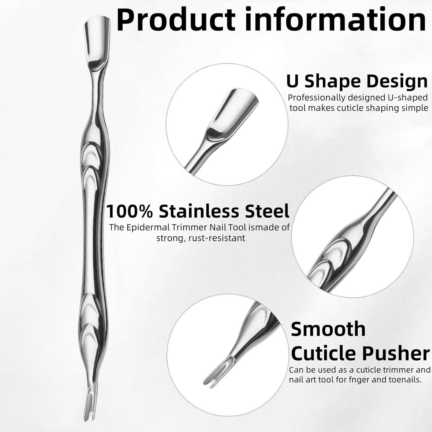 Suytvenxau Cuticle Pusher and Fork Tool 2 in 1 Nail Trimmer Stainless Steel Remover Cutter for Manicure Pedicure Nail Care image number 6