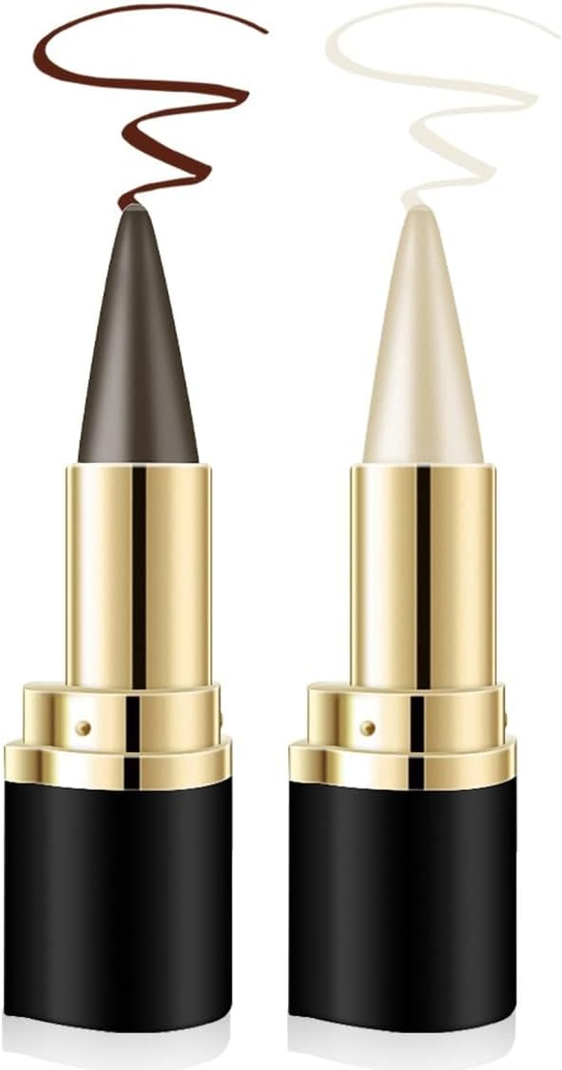 Wimode 2 Colors Gel Eyeliner Set,Quick-Dry Cream Eyeliner Waterproof and Smudge Proof Eye-Liner Pencil Long-Lasting Matte Black Eye Liner Stick for Women Girls(01 Silver+02 Brown)