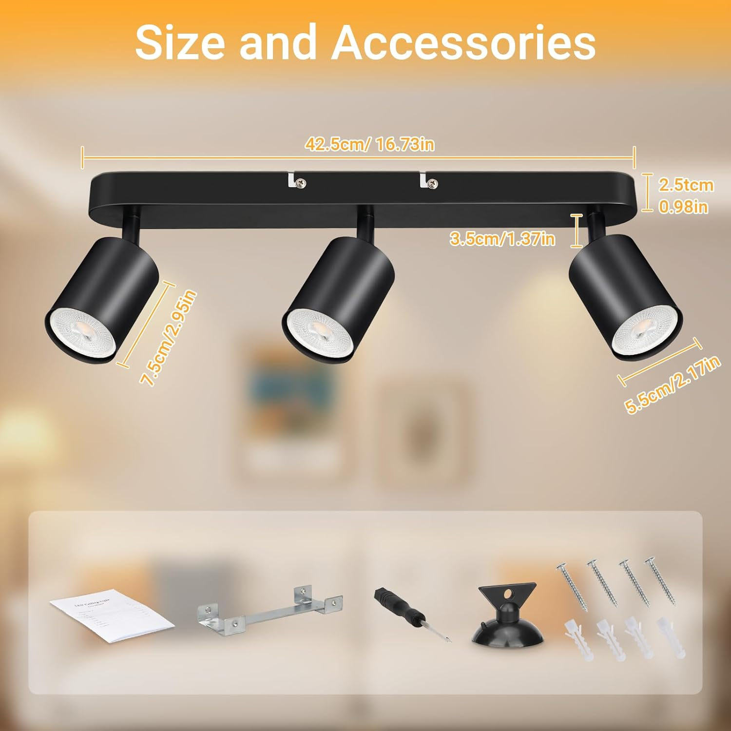 Dehobo GU10 Adjustable Ceiling Spotlight &ndash; 3 Spots LED Ceiling Light &ndash; Black &ndash; Modern LED Interior Ceiling Light for Kitchen, Living Room, Bedroom, without Bulb image number 6