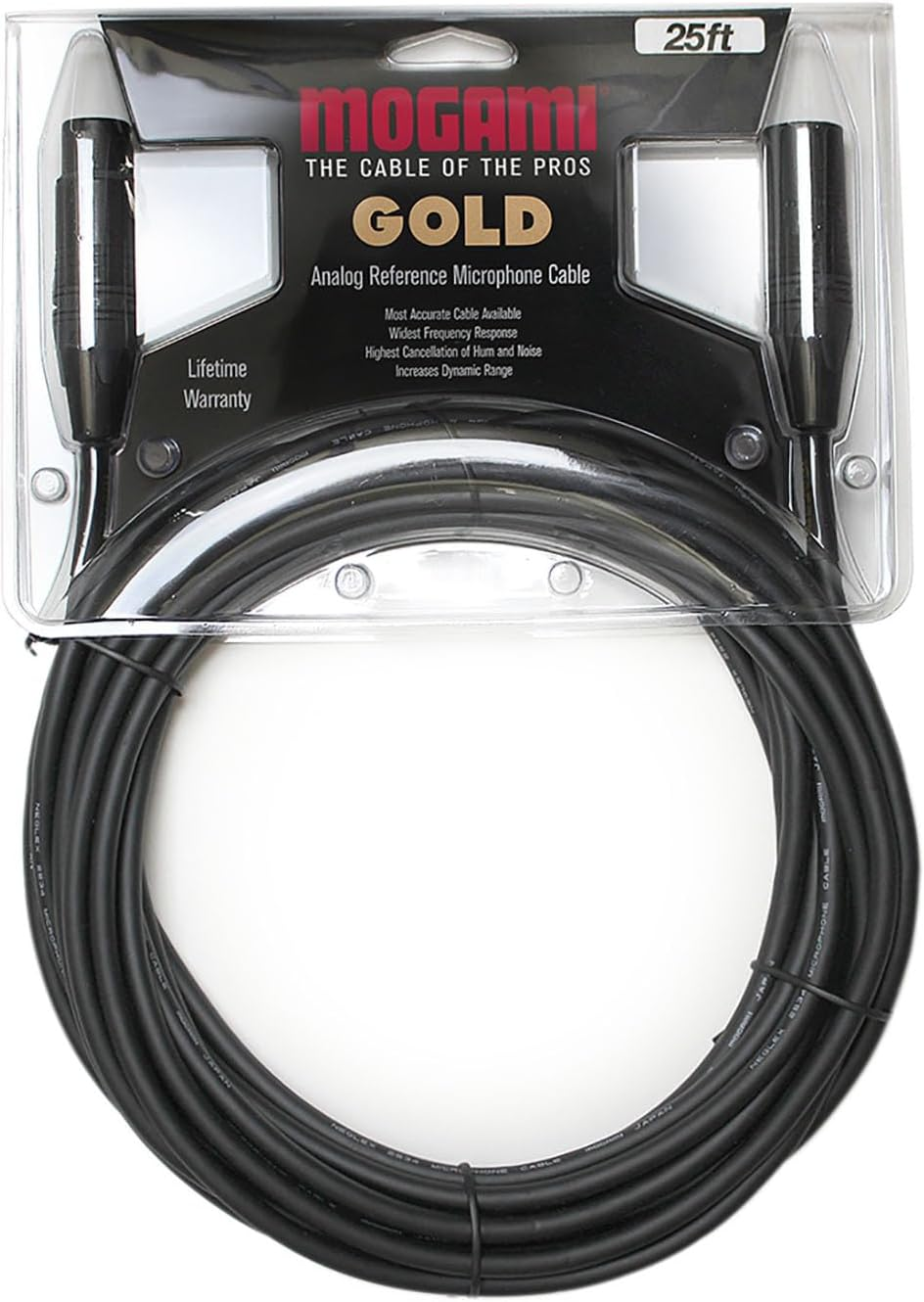 Mogami Gold Studio 02 XLR to XLR Quad Conductor Patch Cable 2 Feet with Gold Contacts, XLRM-XLRF Connectors, Pro Audio Noise-Free