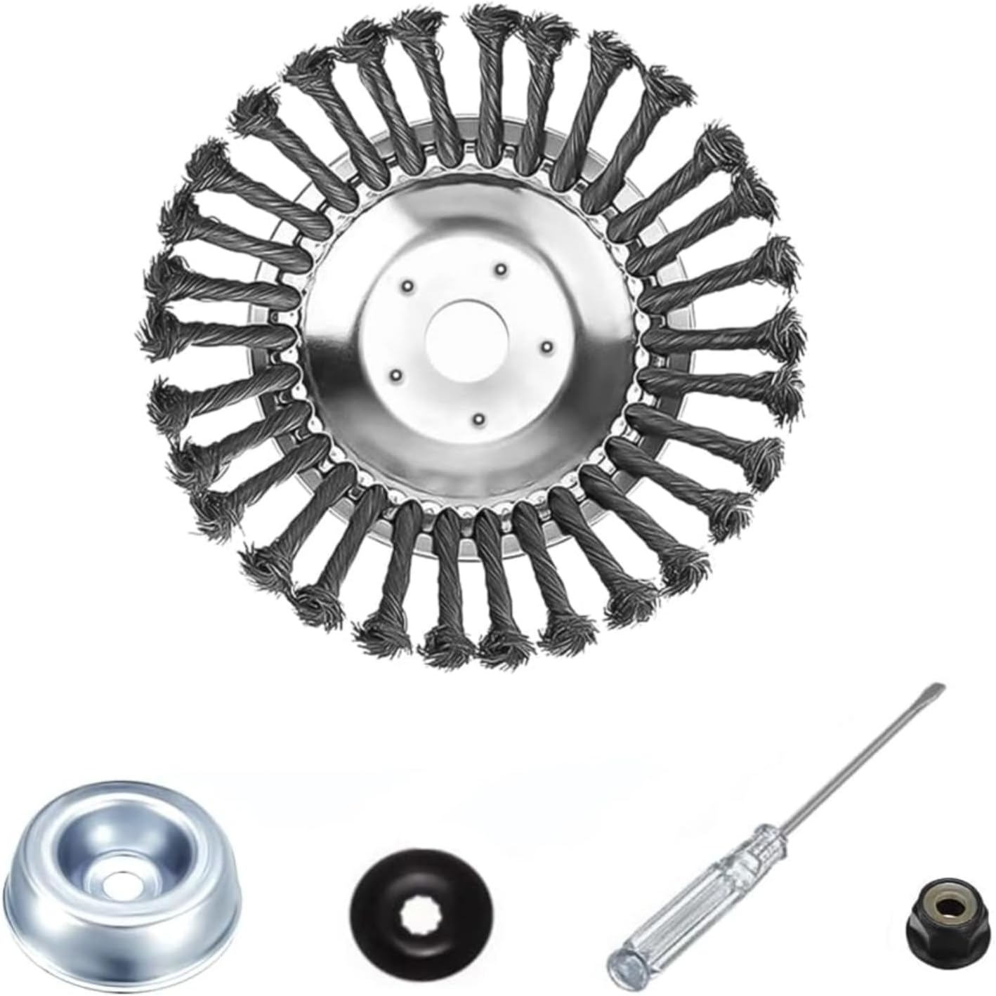 Lyfengdeam 6/8" Weed Brush Steel Wire Trimmer Wheel Garden Lawnmower Grass Cutter Head image number 1