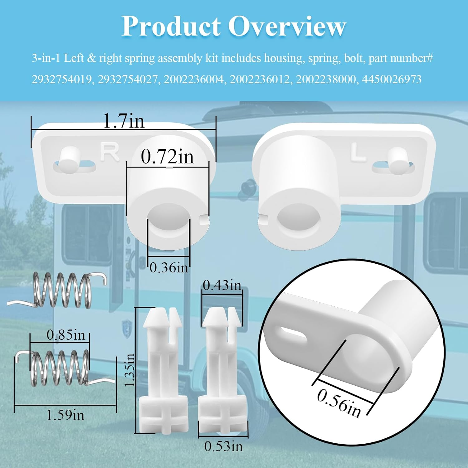 Spring Assembly Kit 3-In-1 Left for Dometic RV Camper Trailer Single Door Fridge Freezer (3-In-1 Spring Set) image number 4