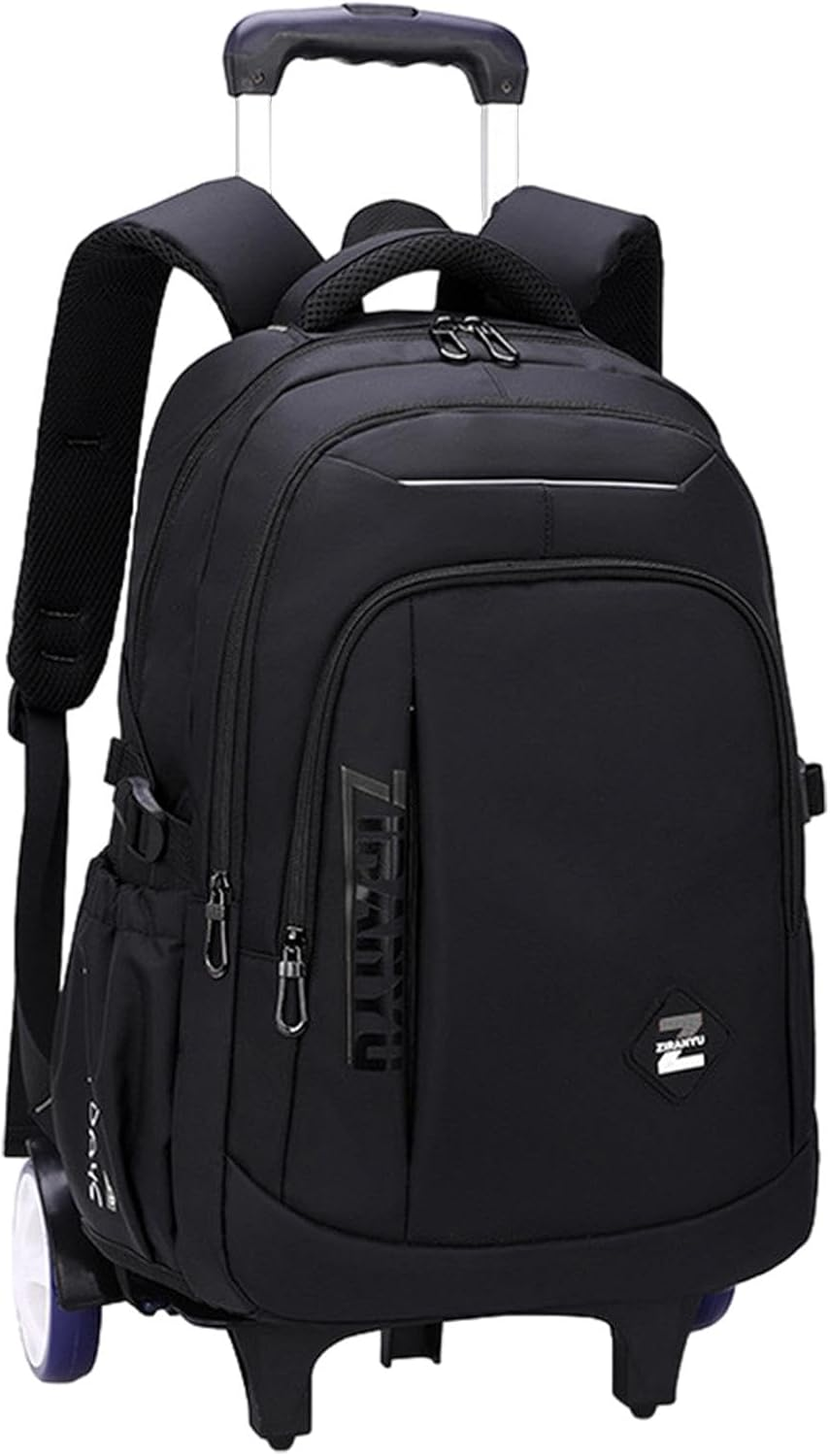 Vsenkes Rolling Backpack Computer Bag Portable Adjustable Straps, Wheeled Laptop Backpack, Trolley Suitcase for Overnight, Business