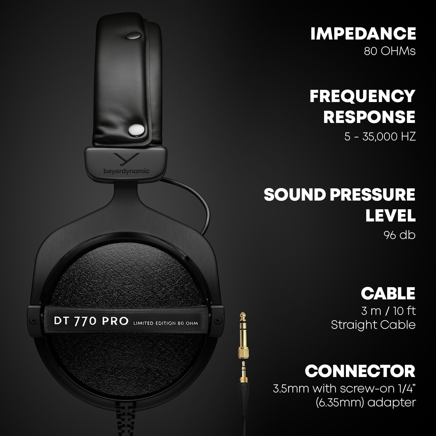 Beyerdynamic DT 770 Pro Limited Edition Black, 3.5Mm Jack, 80 OHM LE image number 6