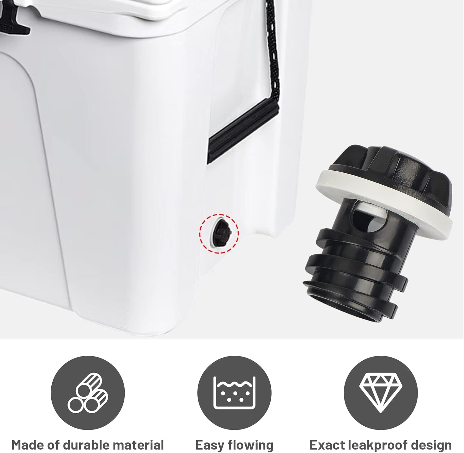 Cooler Drain Plug, 2 Pack Replacement, Compatible with Yeti Roadie, Tundra, and Tank Coolers and Fit for RTIC Coolers image number 5