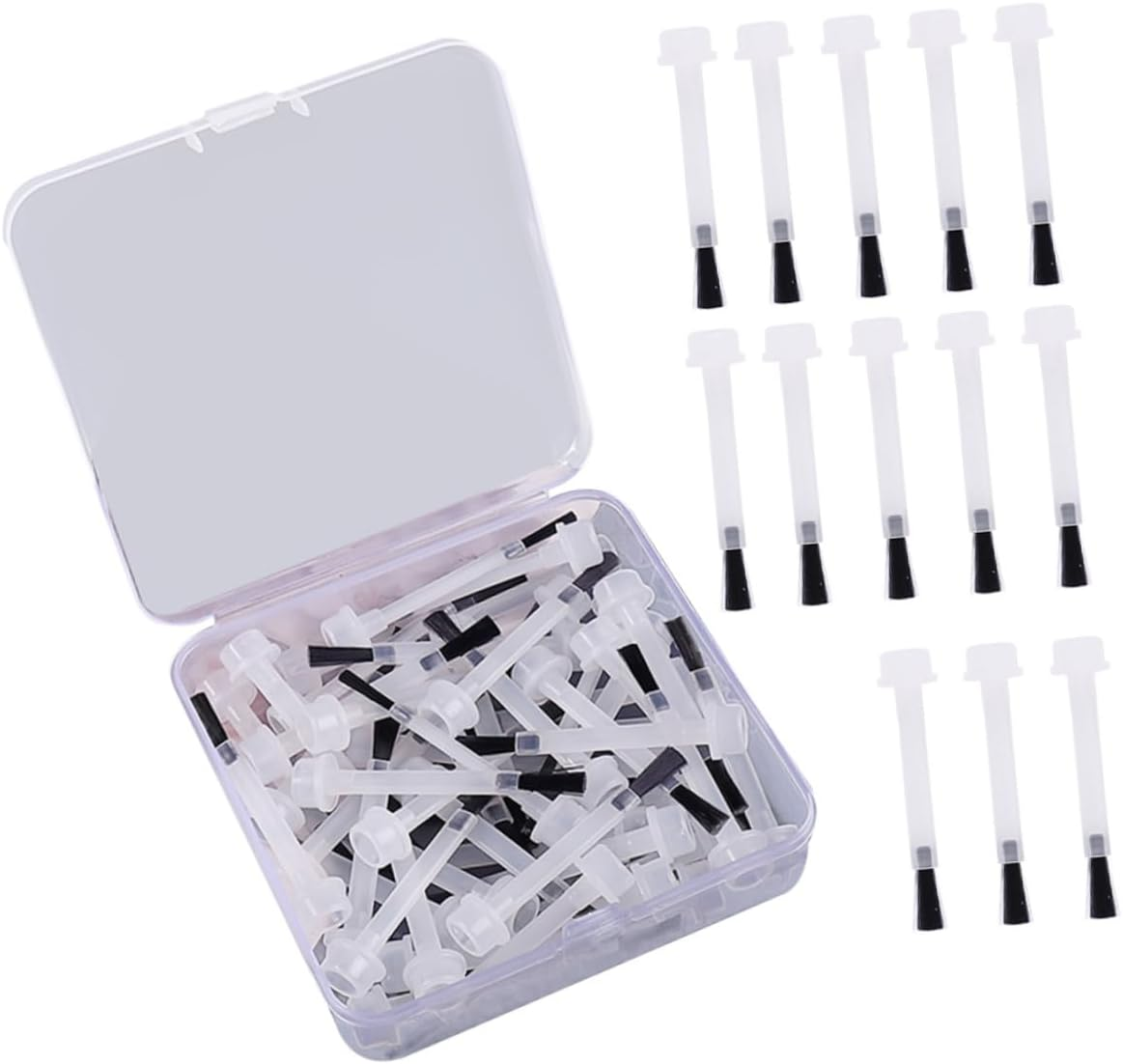 CLISPEED 50Pcs Disposable Nail Polish Brush Applicators Handle Flat Head Gel Nail Polish Replacement Brushes for Art for Home and Salon Use image number 4