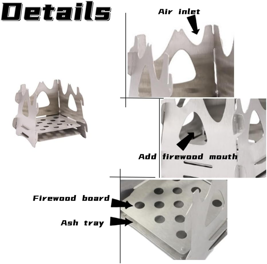 2 Pcs Foldable Stove,Portable Camping Stove for Outdoor Cooking, Lightweight Easy to Assemble Stove for Camping Backpacking Hunting Hiking Picnic BBQ Emergency Use image number 6