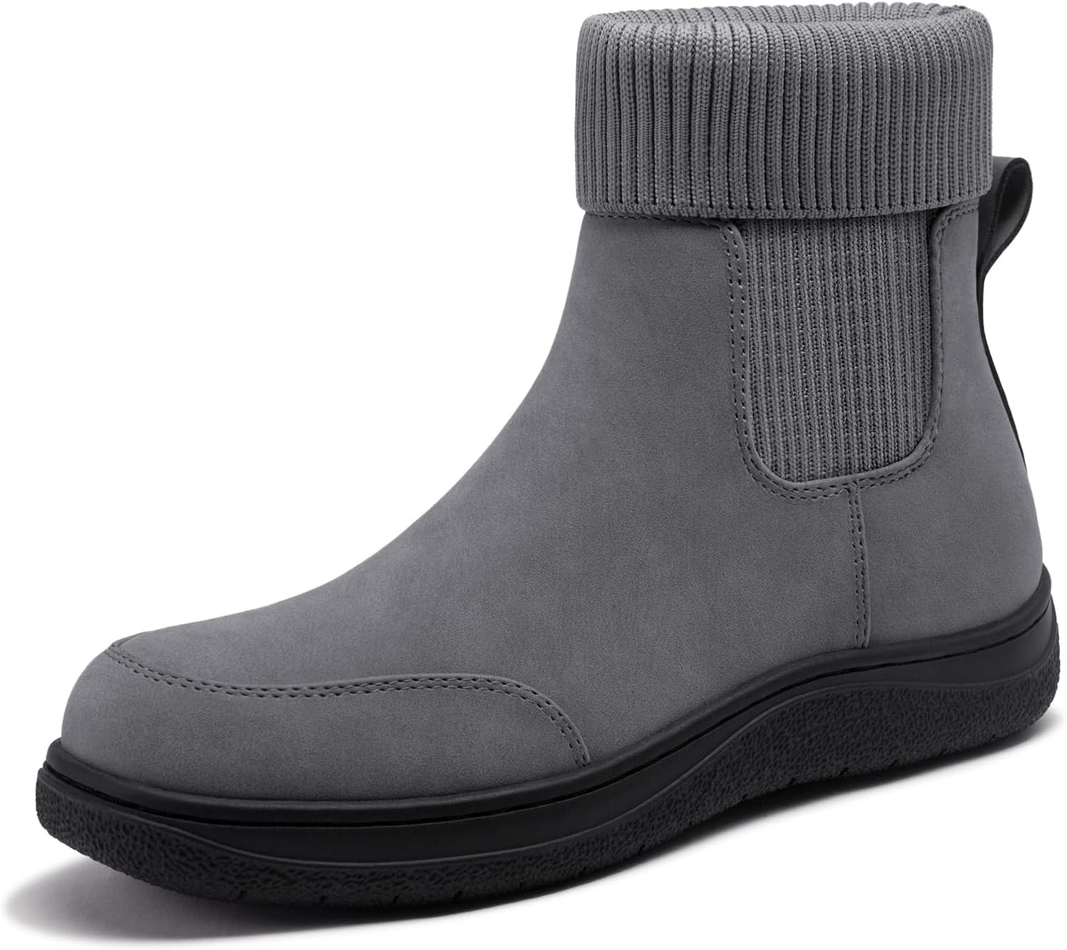 Athlefit Women'S Chelsea Ankle Boots Comfortable Winter Short Leather Boots Fashion Slip on Elastic Sock Booties image number 1