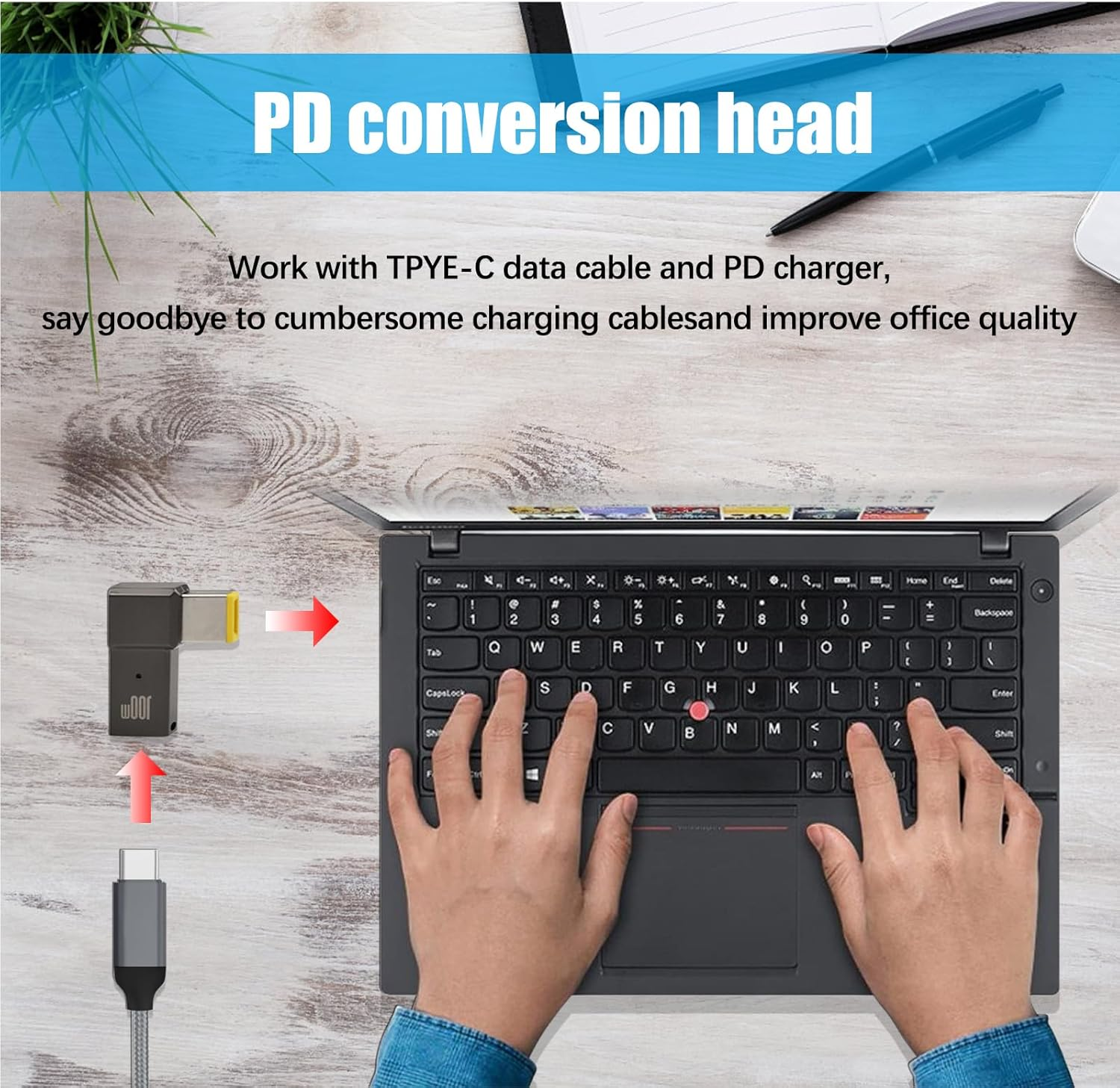 USB C to Slim Tip Adapter, 2Pcs 100W 5A Laptop Charging Cable Adapter with USB C Female Input to Slim Tip Rectangle Zinc Alloy PD Charge Converter for Laptops