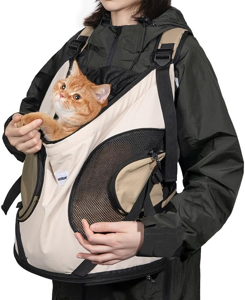 LIFEBEA Pet Front Carrier Cat Bag Blackout Breathable Chest Travel Bag Warm and Portable Dog Front Carry Pouch Tote Bag Backpack (Buckwheat Gray)