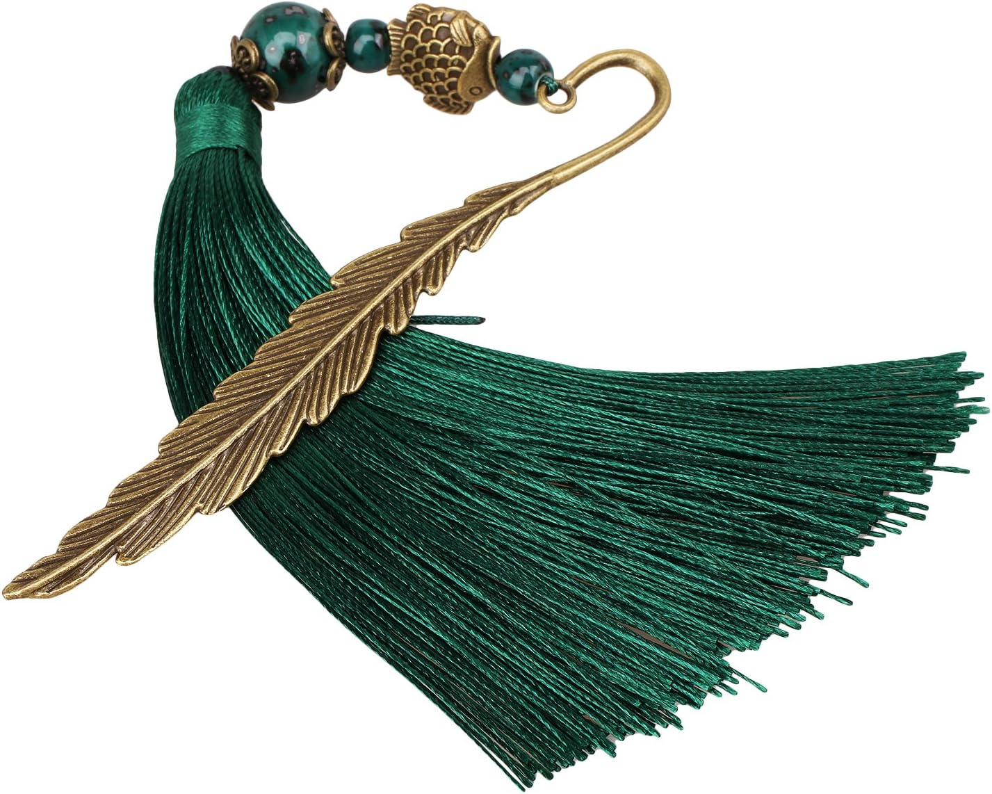 Chinese Metal Bookmarks with Tassel, Vintage Bookmark Unique Classical Ancient Chinese Hairpin Bookmark with Handmade Silky Tassel for Book Lovers Unique Gift