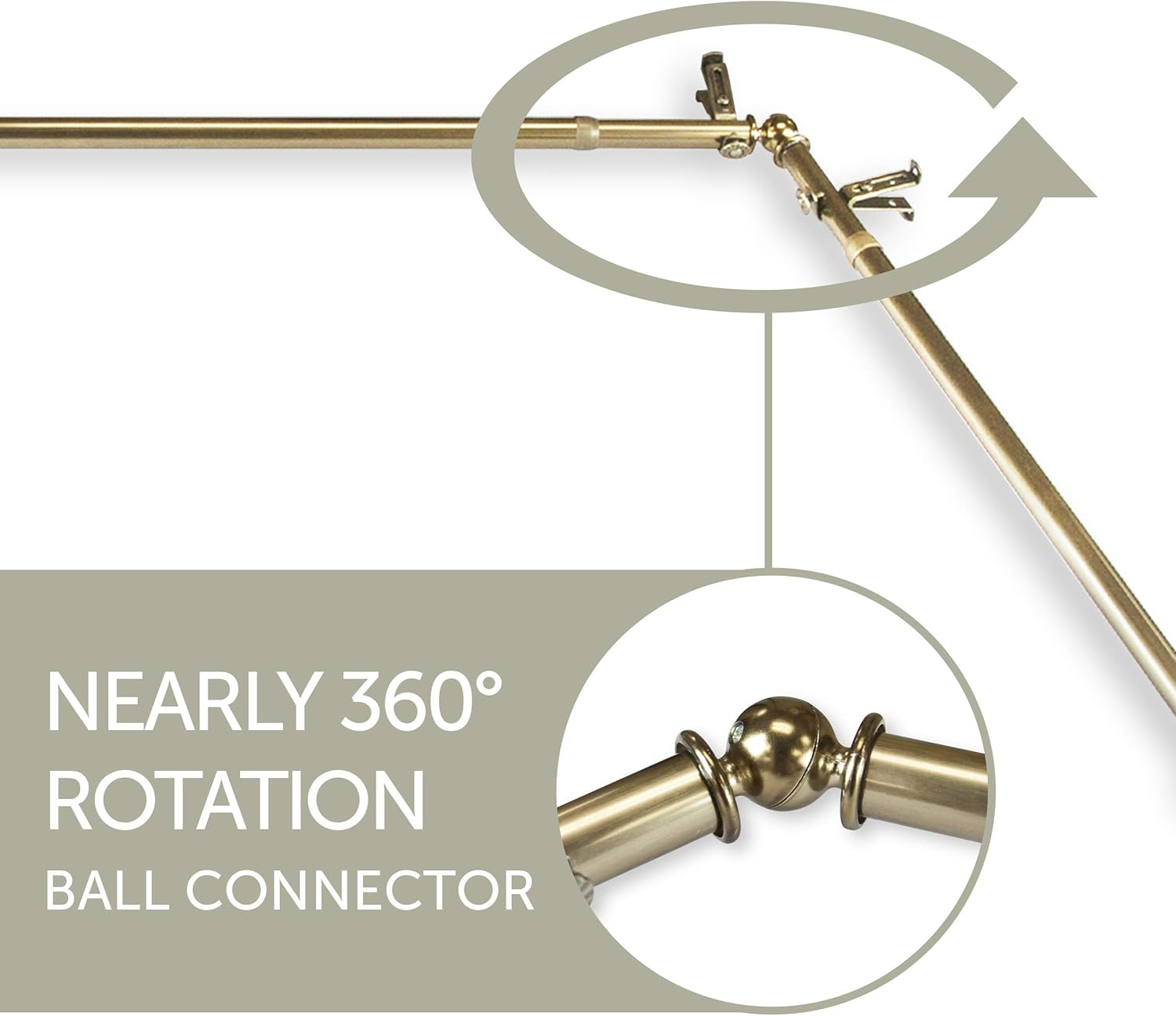 13/16" Moyat Bay Window Curtain Rod 20-36", 38-72" - Antique Brass image number 3