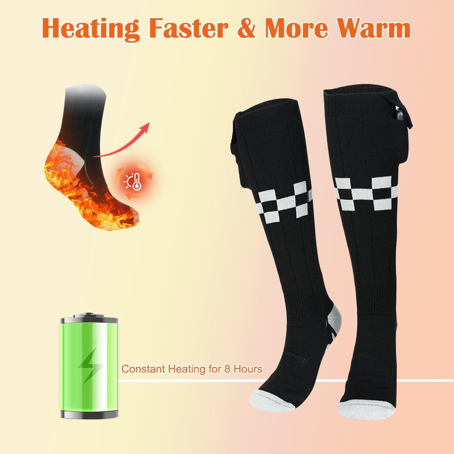 7JI Heated Socks for Men Women with App Control, Rechargeable Electric Heating Warm Socks for Winter Outdoors Work Fishing Hunting Skiing Riding Camping image number 4