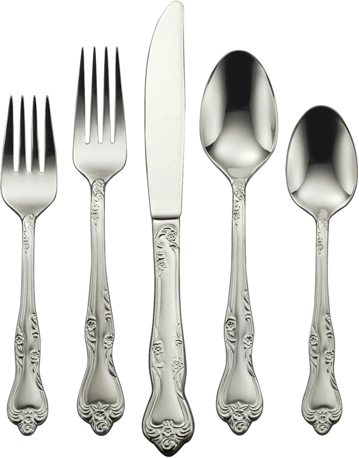 Oneida Azalea 20 Piece Everyday Flatware, Service for 4, 18/0 Stainless Steel, Silverware Set, Dishwasher Safe, Silver image number 1
