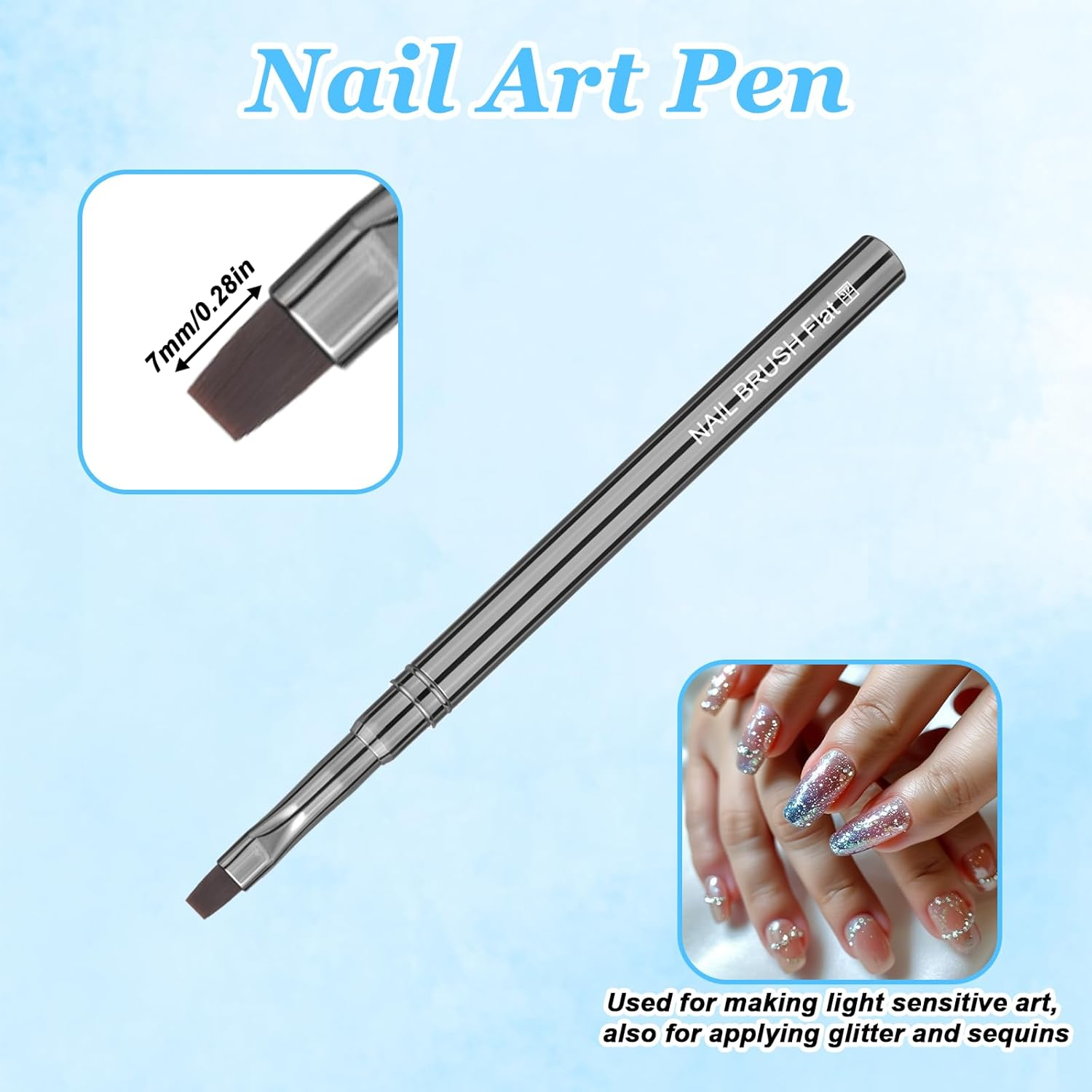 3PCS Nail Art Clean-Up Brushes Set, Flat,Oval,Fine Angled Gel Nail Brushes, Angled round Flat Brush Acetone Resistant for Manicure Design DIY and Cleaning Polish Mistake on the Cuticles image number 3