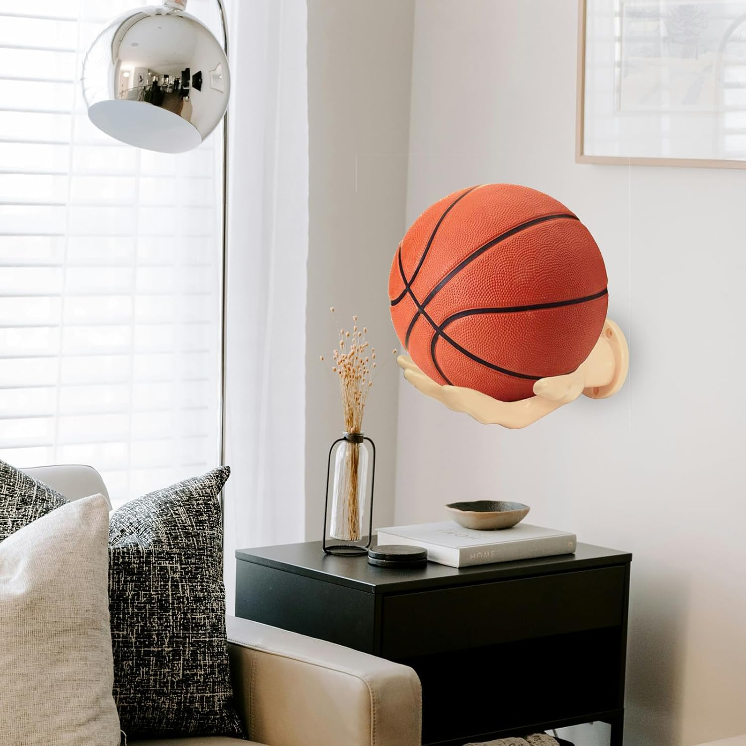 LOCZAR Basketball Holder Wall Mount 2 Piece Set, Men'S Room Decoration Game Room Basketball Wall Decor Men'S Sport Gifts, Ball Stand Wall Mount, Garage Ball Storage Organizer