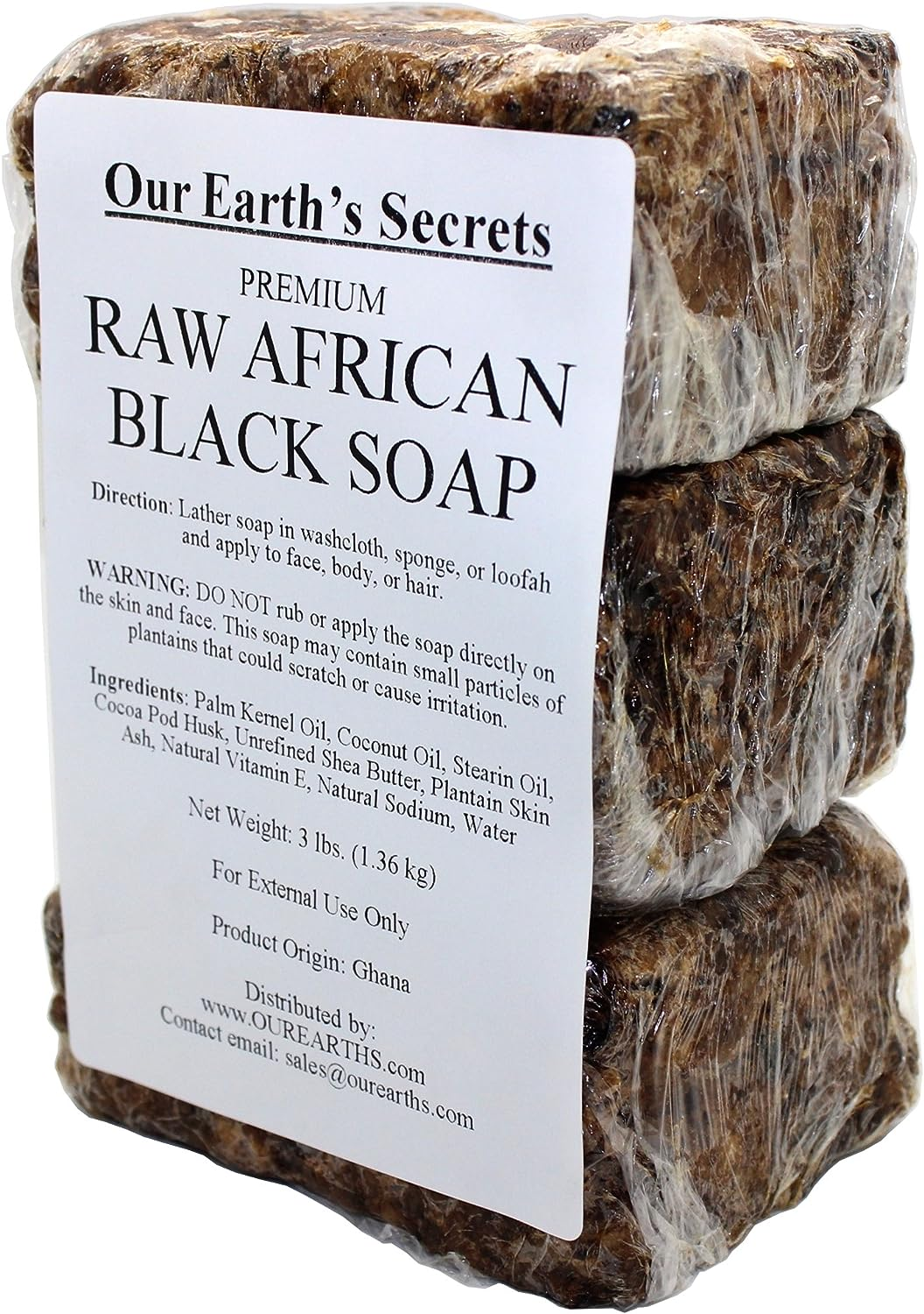 Our Earth'S Secrets Premium Natural Raw African Black Soap, 3 Pound