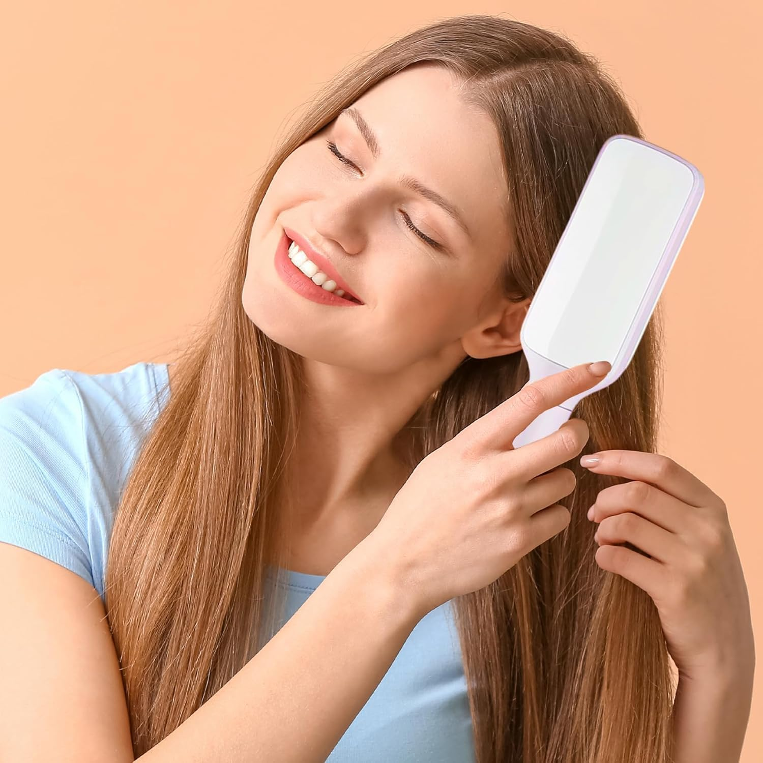 WADY Self Cleaning Hair Brush with Retractable Bristles,Tangle-Free & Anti-Static Hairbrush for All Hair Types, Frizz-Free Women'S Brush, Easy to Clean (Purple) - Purple image number 3