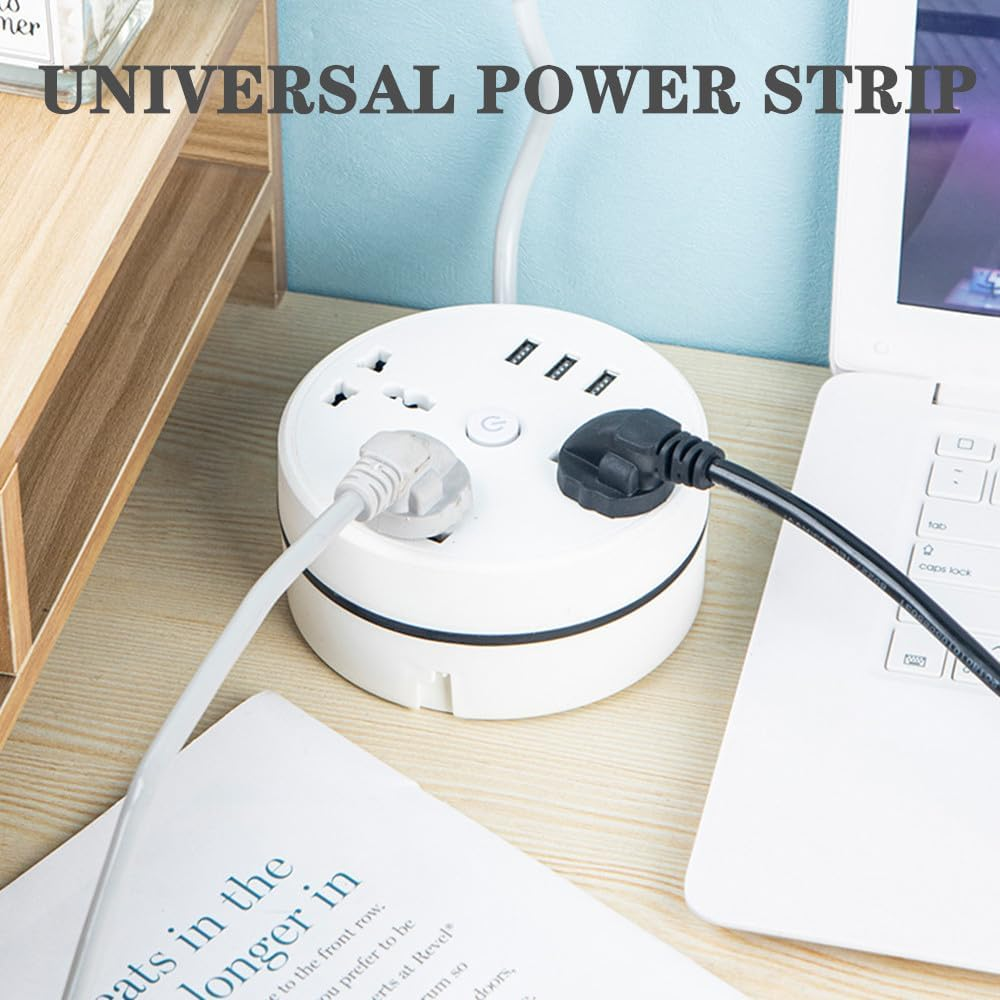Civiliank Universal Power Strip, Civiliank Right Wrapped around Extension Cord, Retractable Power Strip with 3 Outlets 3 USB Ports, Universal Travel Power for Office Travel Hotels (5.9Ft+9.2Ft) - 5.9Ft+9.2Ft image number 4