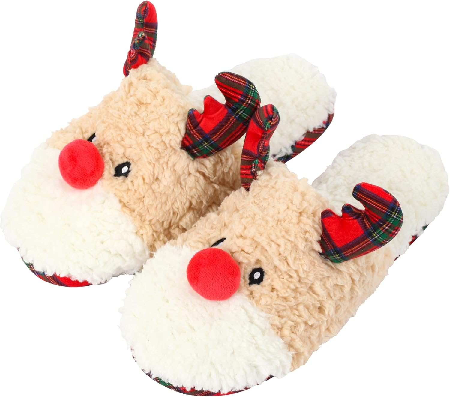 Christmas Slippers for Women Men Elf Shoes Furry Home Nonslip Slippers Comfy Bedroom Christmas Slippers Indoor Outdoor Shoes