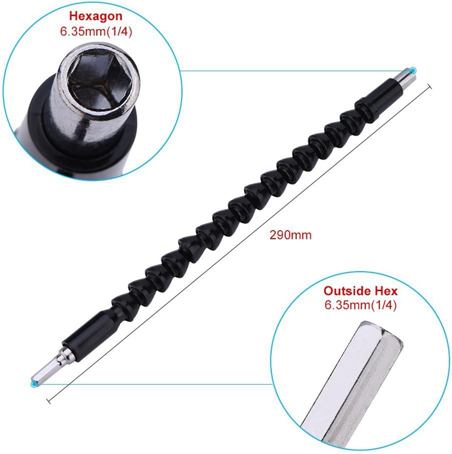 Riuulity Flexible Extension Screwdriver, Electric Drill, Hand Drill, High Accuracy, Snake Shape, Magnetic image number 5