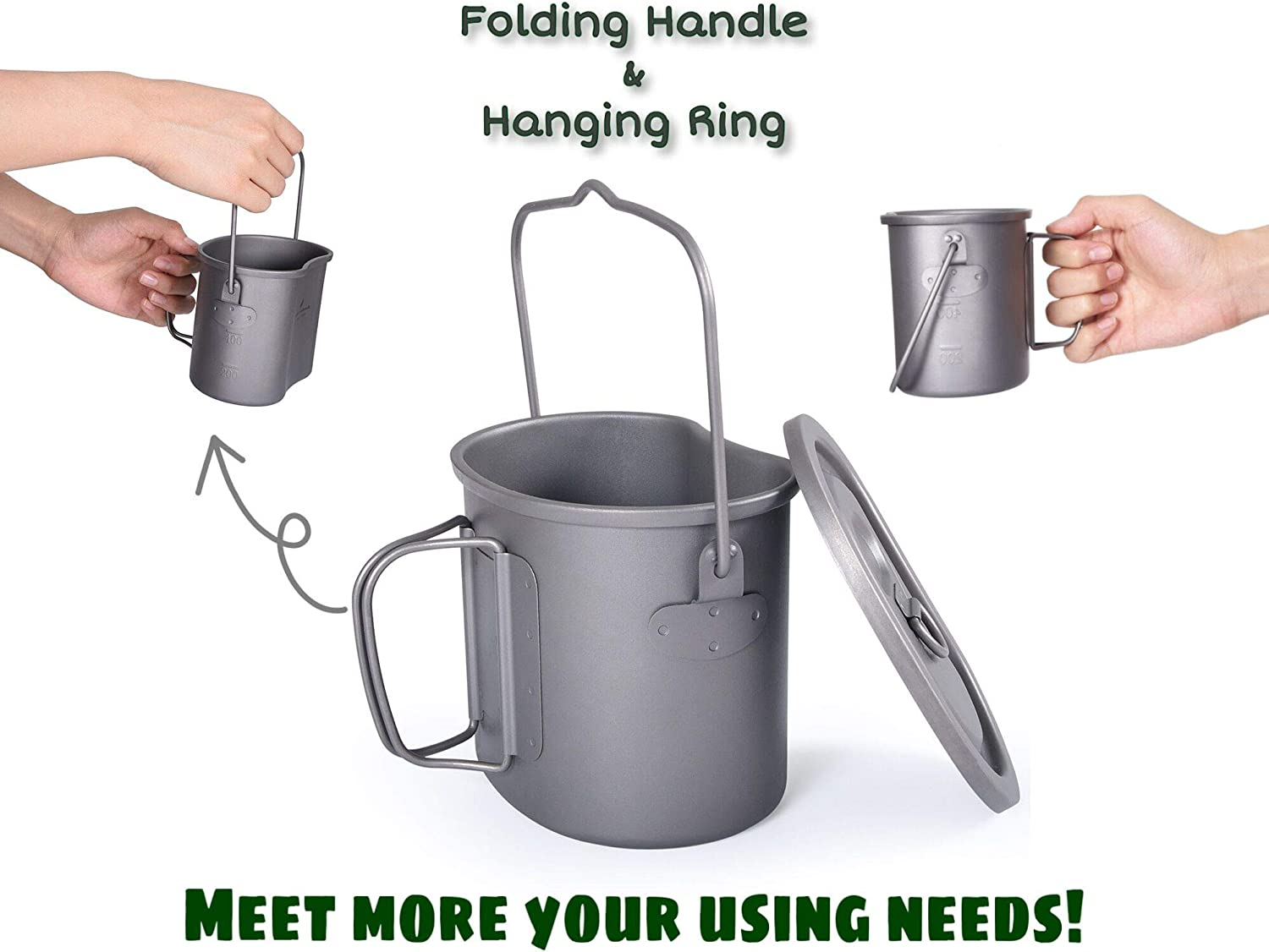 Boundless Voyage Outdoor Titanium Pot with Stove Set Ultralight Foldable Wood Stove Pot Set for Camping Picnic Hiking Backpacking Ti2005C image number 5