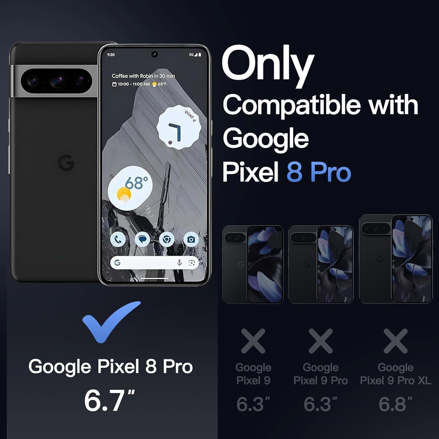 Jetech Magnetic Case for Google Pixel 8 Pro 6.7-Inch 2023, Compatible with Magsafe, Translucent Matte Back Shockproof Phone Cover (Obsidian) image number 6