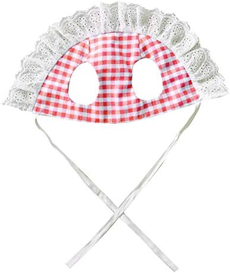 Summer Pet Lace Baby Hat Princess Sun Cap, Adjustable Dog Outdoor Sport Sun Protection Visor Sunbonnet Outfit with Ear Holes for Small and Medium Dog (Red, M) image number 1