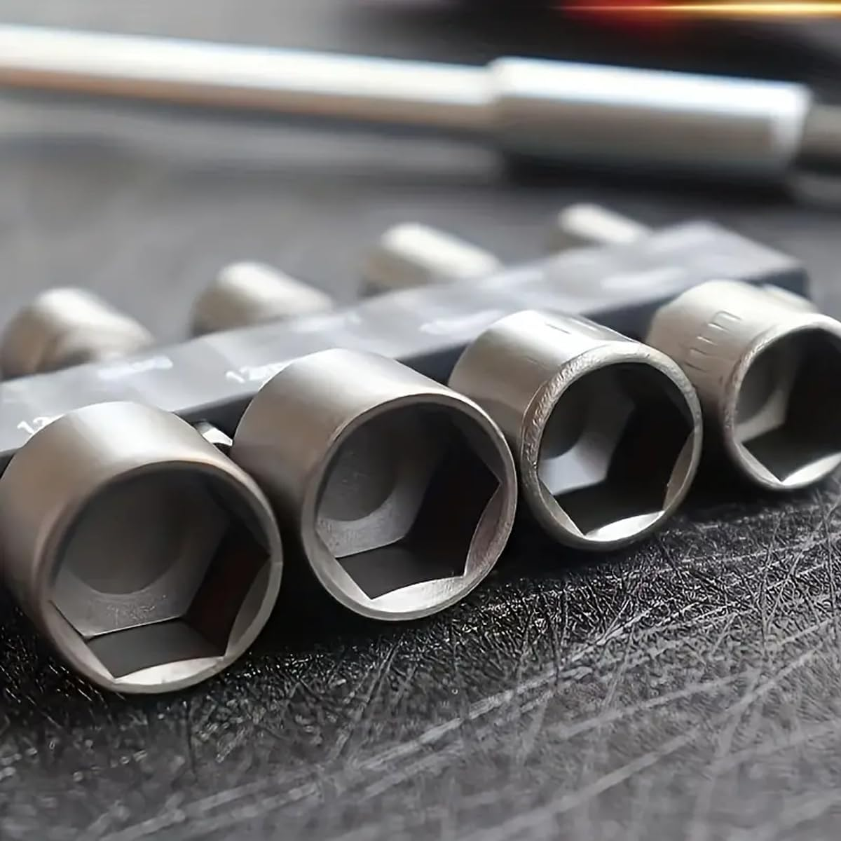 AIMALL 14-Piece Power Nut Driver Drill Bit Set, Metric Socket Wrench Screw Tools, Durable Chrome Vanadium Steel, Quick-Change Hex Shank image number 3