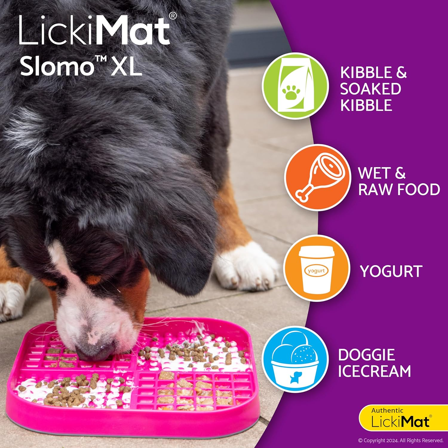 Lickimat Slomo XL - Extra Large Slow Feeder Suitable for Dry, Wet, Raw Foods, All Treats and Doggy Ice Cream. Best for Medium to Massive Breeds. Durable Design with Non-Slip Base.