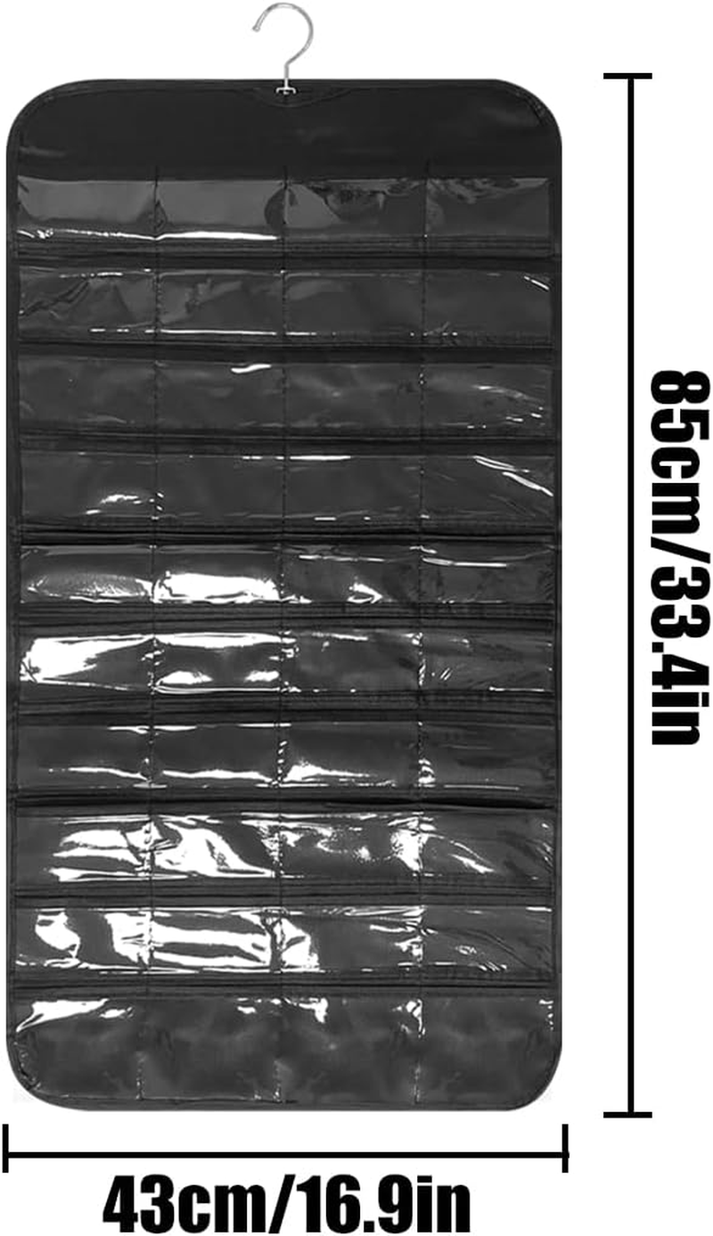 HAIKING Hanging Jewelry Organizer, 1 PCS Jewelry Hanging Storage Organizer with 80 Pockets, for Earrings, Necklaces, Rings (Black) image number 6