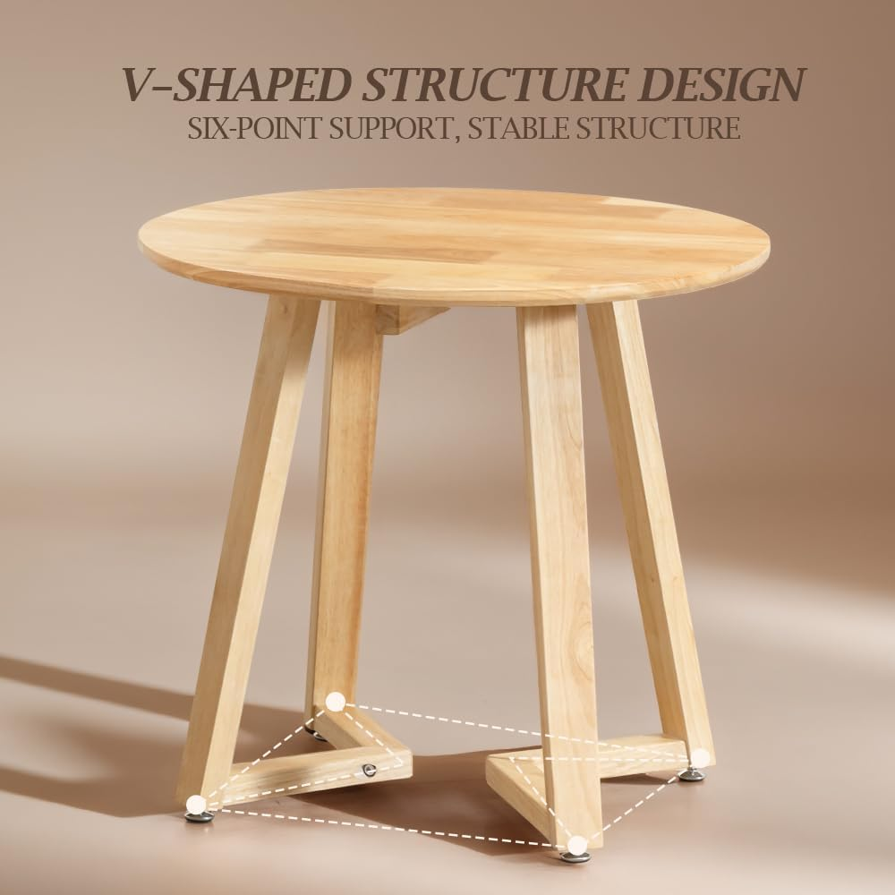 Furb round Coffee Table, Modern Accent Side Table with Adjustable Foot Pads & Sturdy Soild Wood Frame, Sofa Cocktail Table for Home, Living Room, Office, Balcony(60Cm, Oak) image number 6