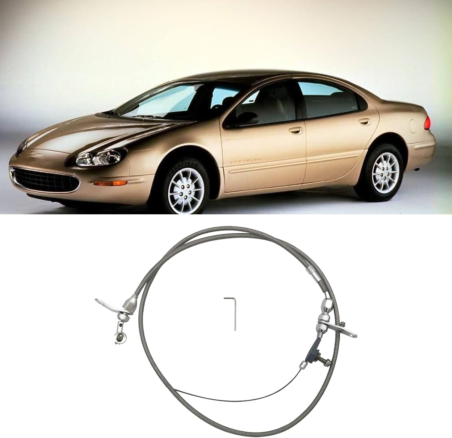 Transmission Kickdown Cable Kit,Stainless Braided Kick down Cable Replacement for Chrysler 904 Tranny Mopar image number 2