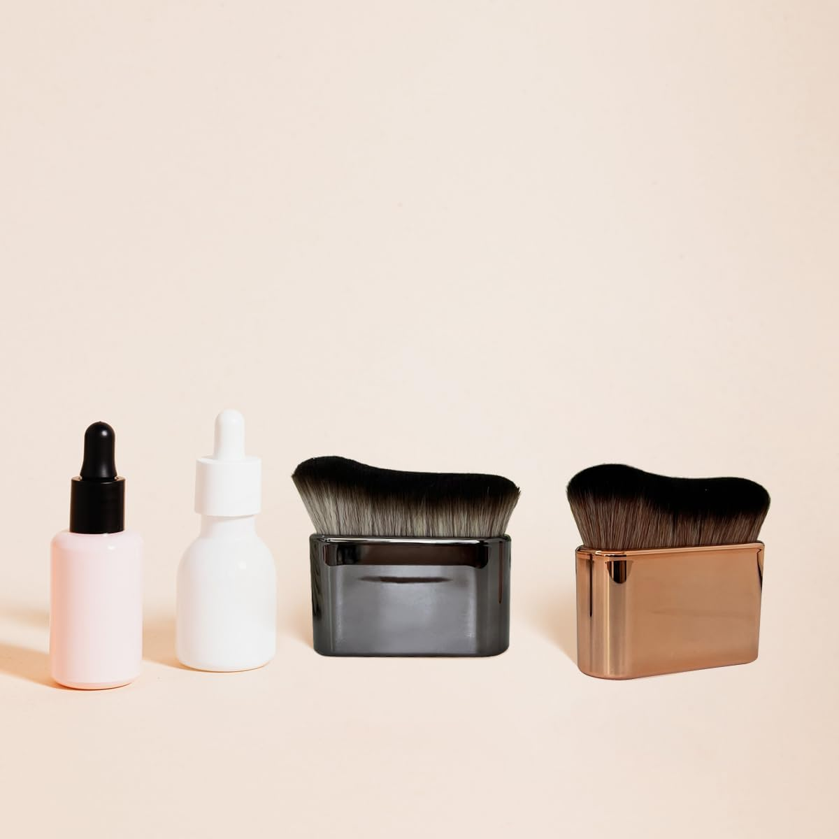 2PCS Body Tanning Brush Siren Makeup Brush ，Large Kabuki Foundation Body Makeup Brush for Fake Tan Face,Body & Leg Makeup(Rose Gold, Bright Black) - Black image number 4