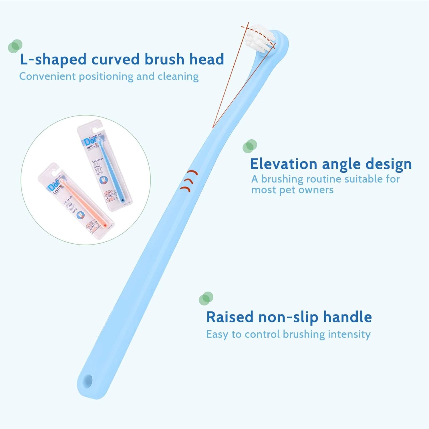 2 Pack Dog and Cat Toothbrush Kit - Mini Head Soft Brush for Deep Clean - Suitable for Puppy, Kitten, Small Pets - Portable Travel Friendly and Easy to Use - Blue+Pink image number 2
