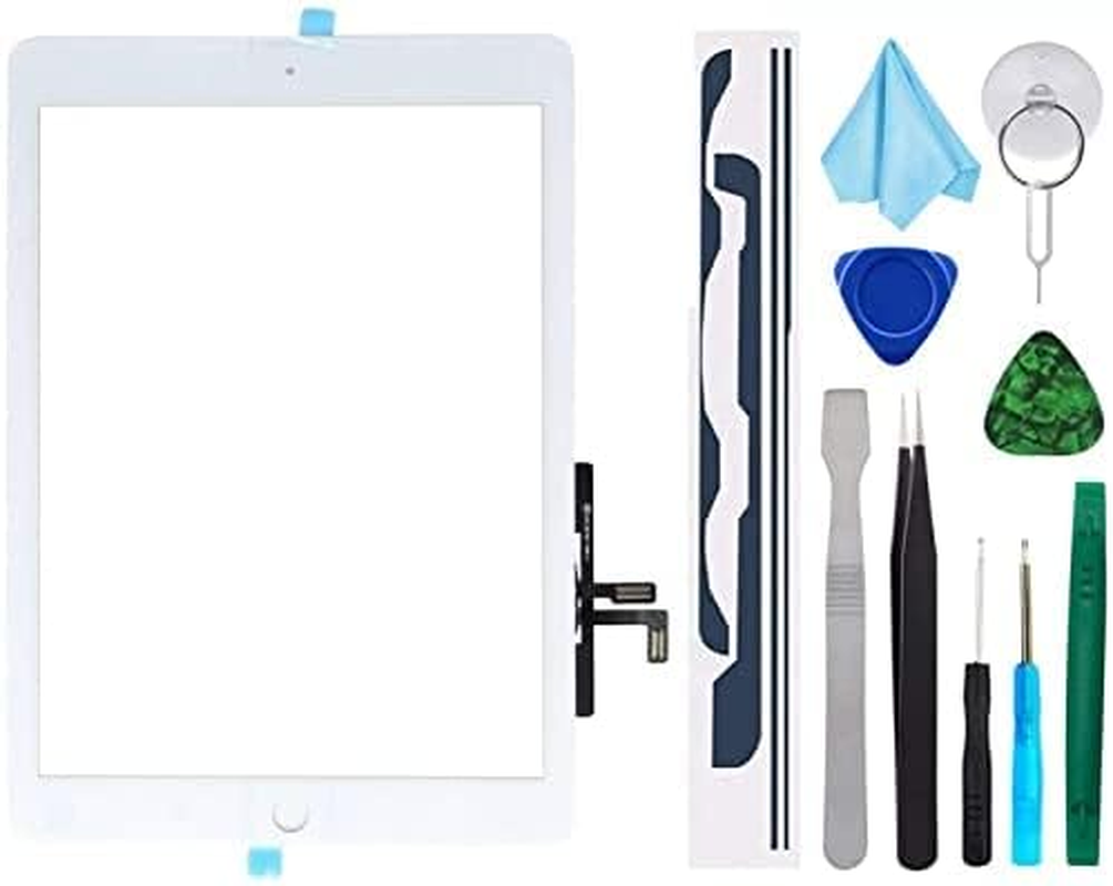 White Digitizer Repair Kit for 2017 Ipad 9.7(A1822, A1823)/ Ipad 5 Ipad Air 1St Touch Screen Digitizer (Without Home Button) with Tools + Preinstalled Adhesive