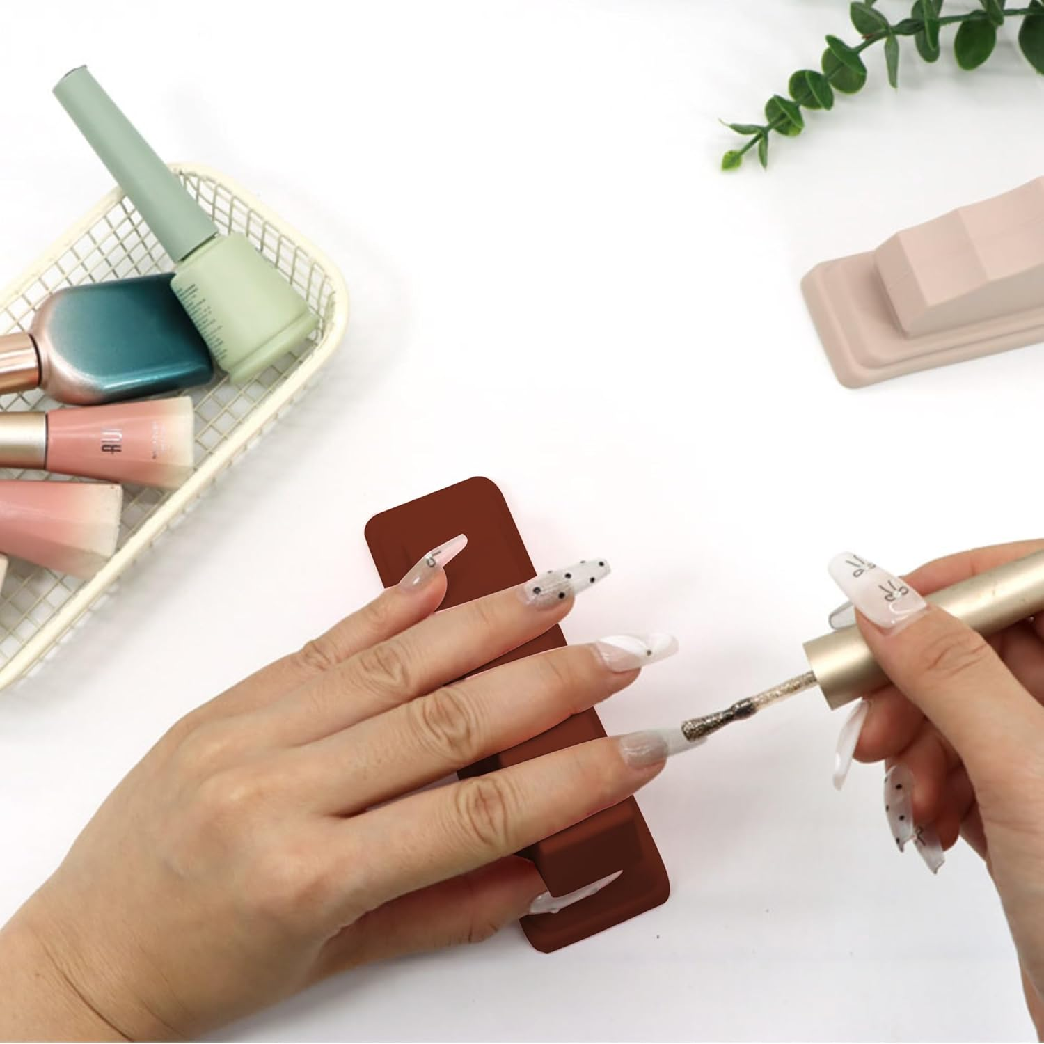 Nail Art Finger Rest, Ergonomic Hand Support Cushion for Gel Polish, Acrylic Nails & Manicure Practice Non-Slip Nail Tech Tool for Home & Salon Use (Pink) - White image number 5